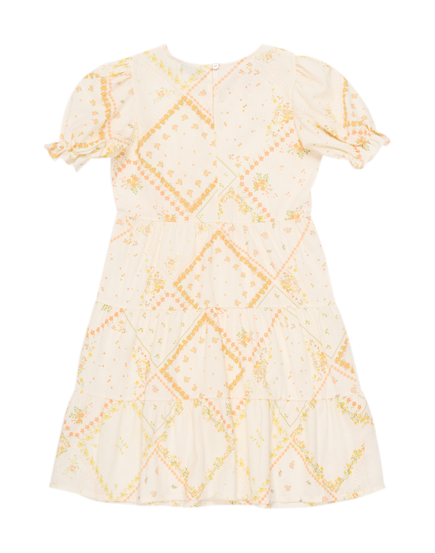 Ausgestelltes Kleid aus Bio-Baumwolle mit Rundhalsausschnitt und Print Mehrfarbig