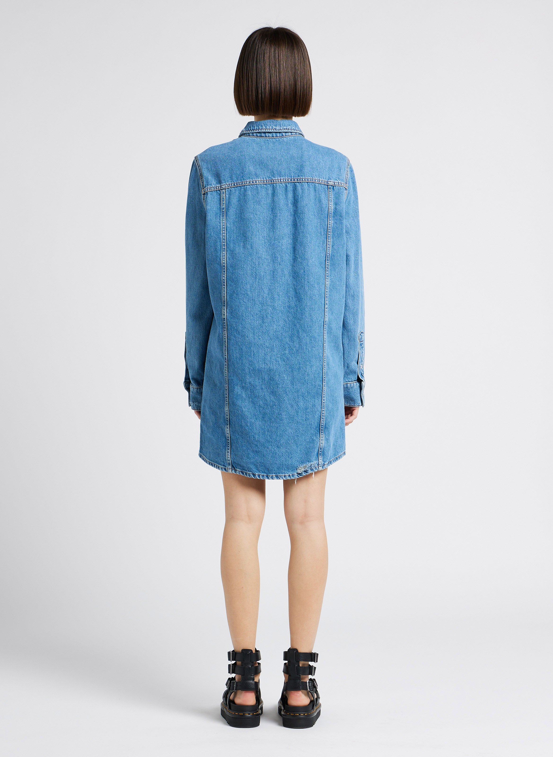 Robe chemise courte en jean IRO Jean Délavé