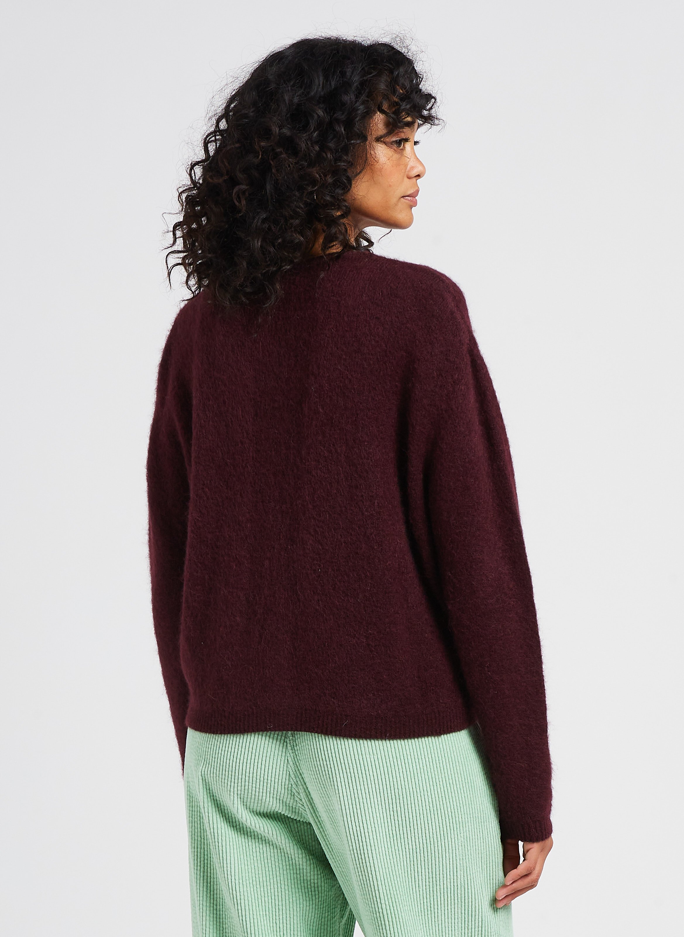 Round-neck Wool-blend Cardigan Acajou Chine American Vintage - Women |  Place des Tendances