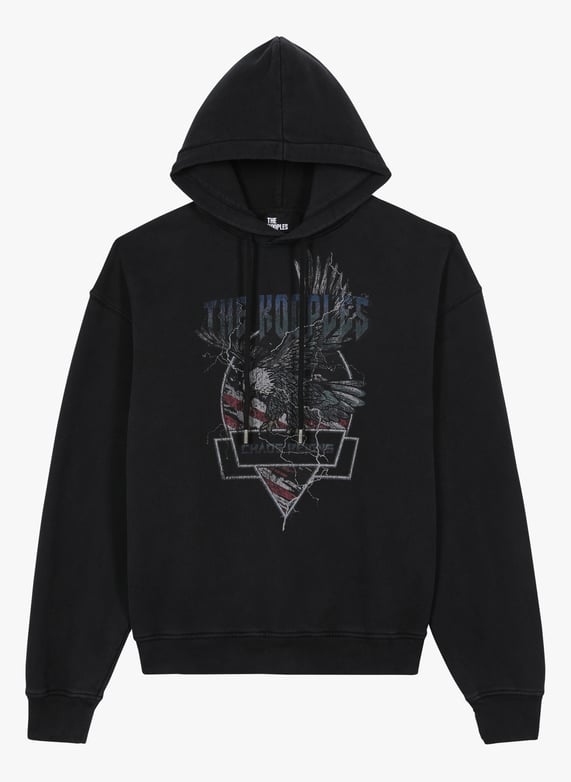Sweat Droit a Capuche Serigraphie Bla55 The Kooples Homme HSWE28032K BLA55 BLA55 Place des Tendances