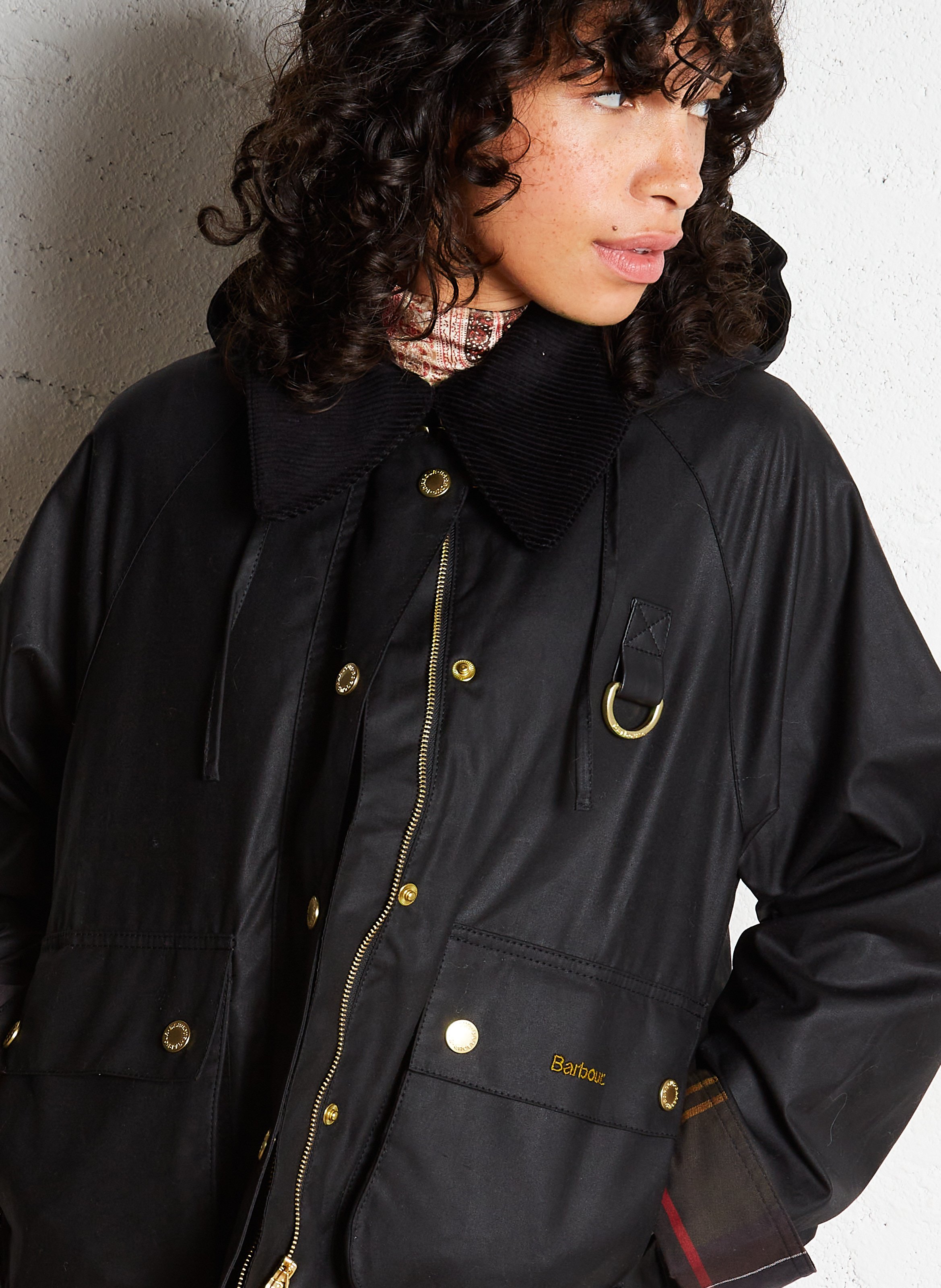Veste ample col classique en coton BARBOUR Noir