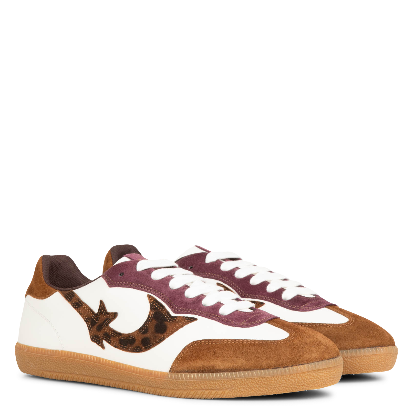 Baskets basses en cuir imprimé léopard BA&SH Marron