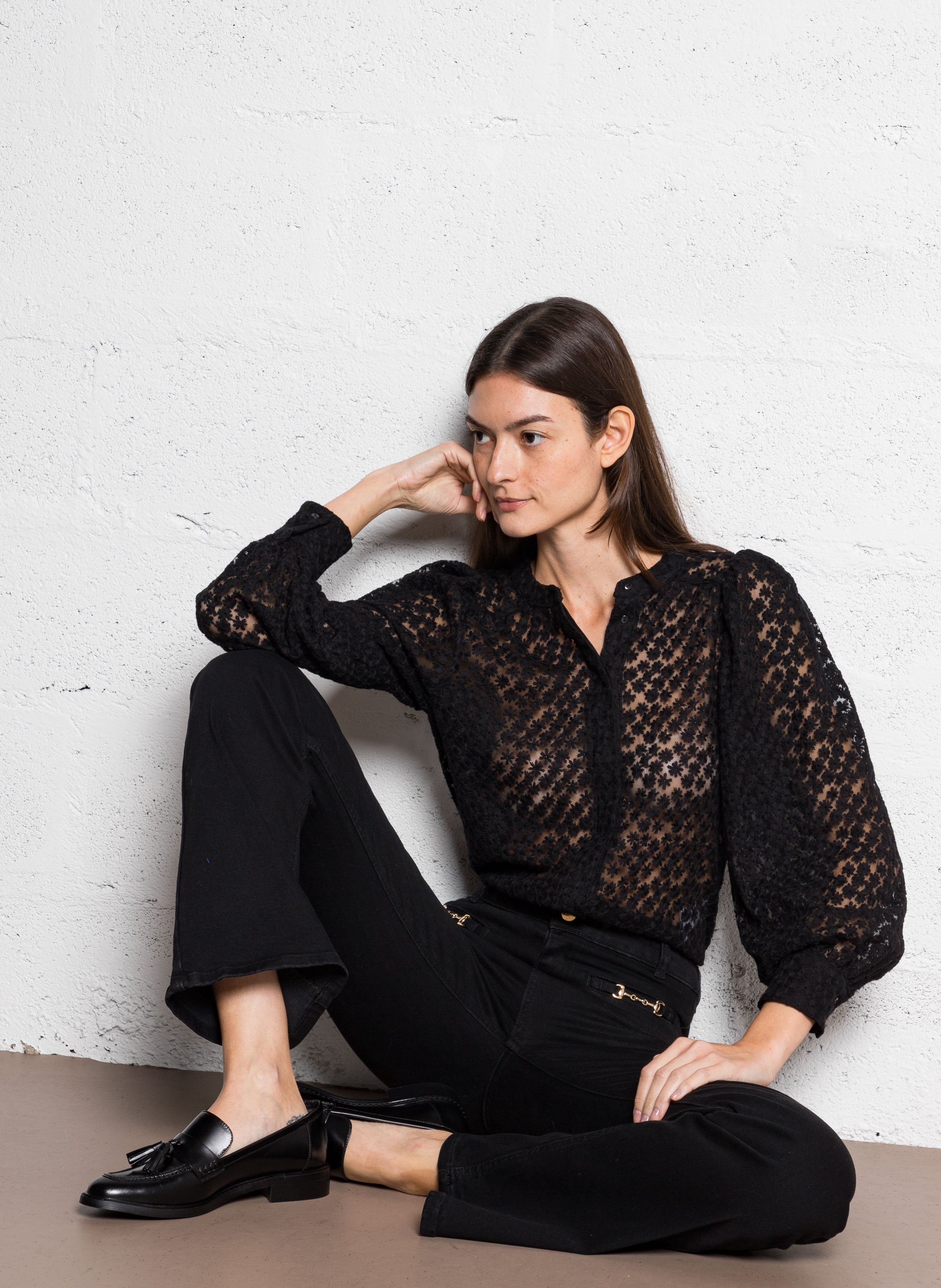 Cotton-blend straight jeans PABLO Black