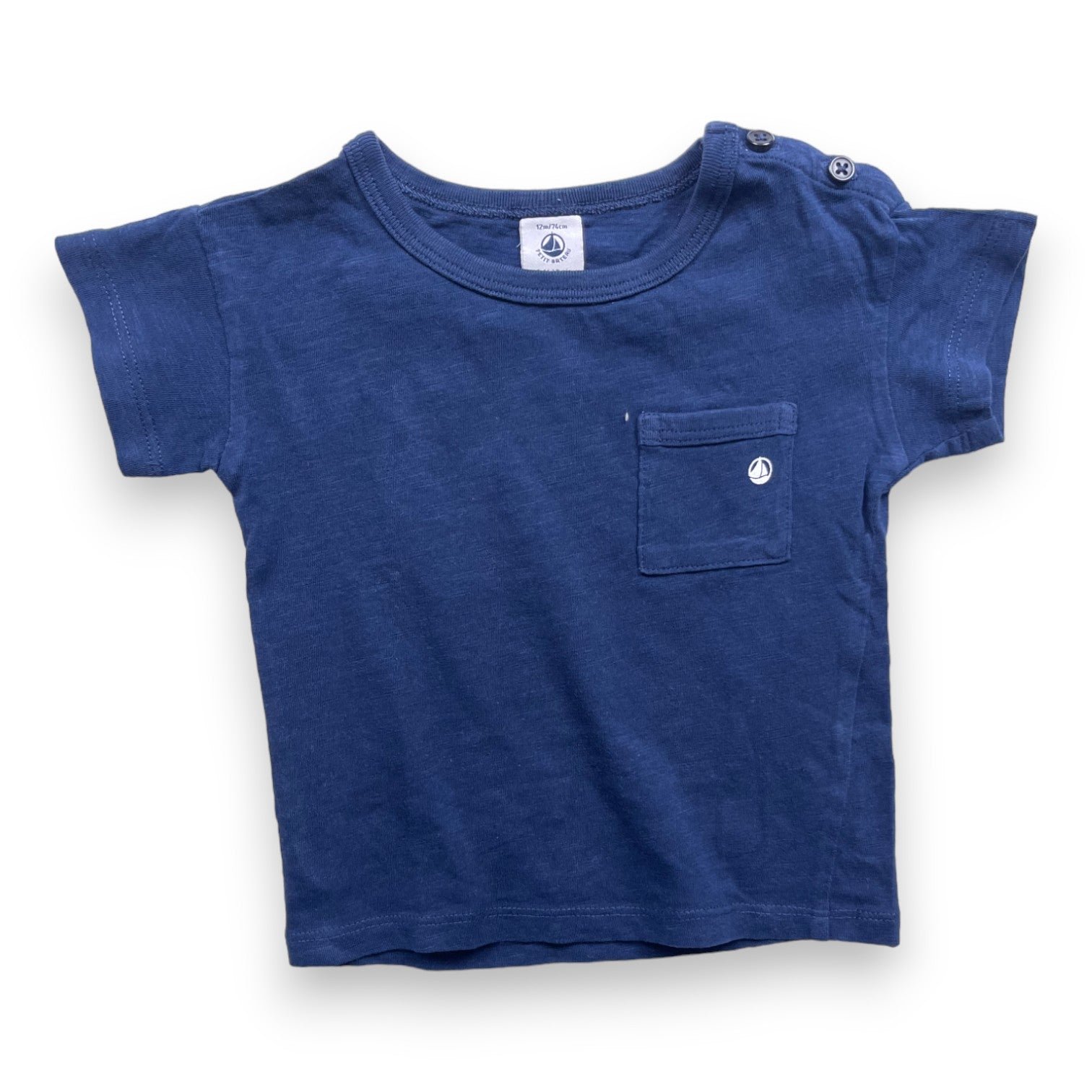 Blue baby T-shirt - 12 months PETIT BATEAU - Seconde Main Blue