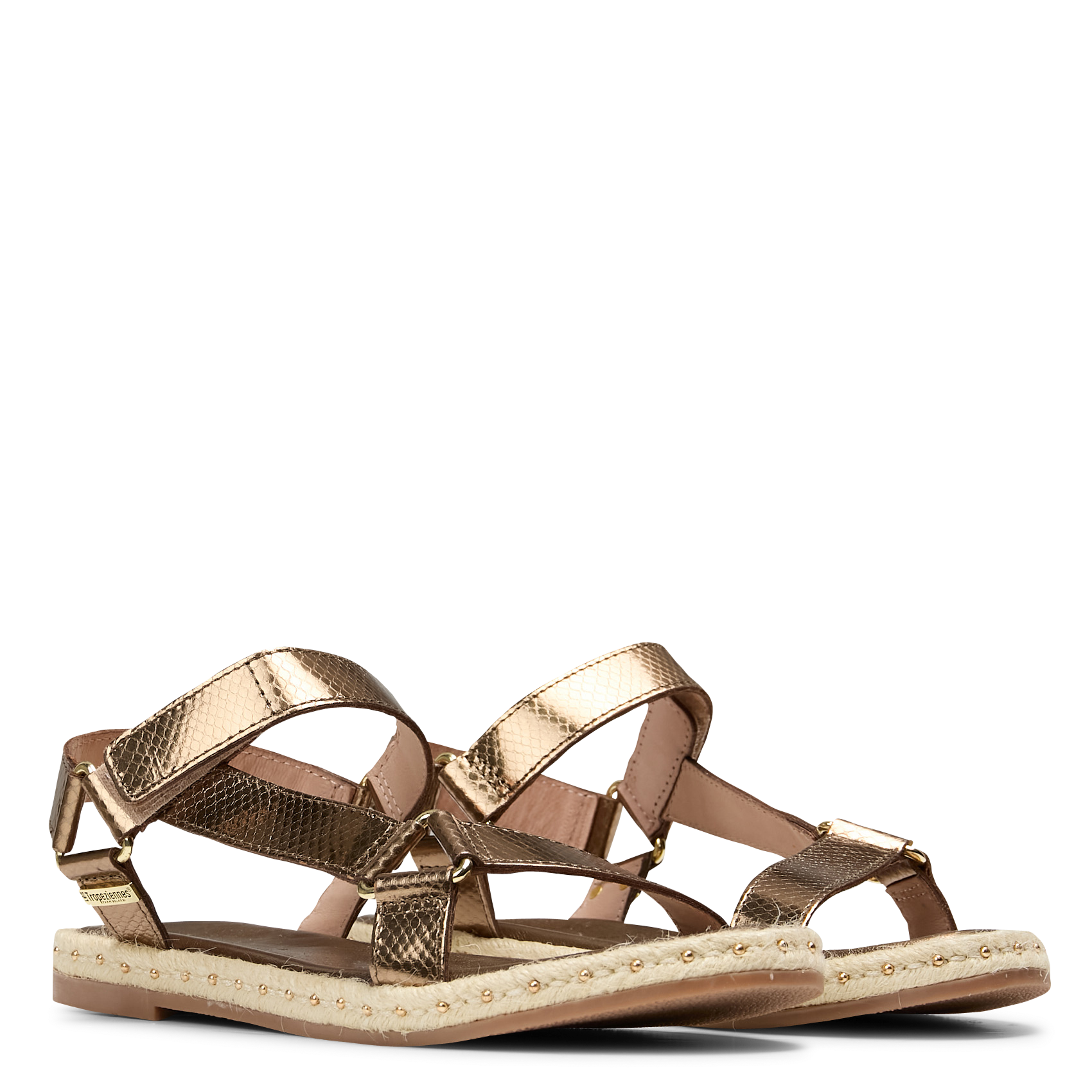 Flat metallic leather sandals LES TROPEZIENNES PAR M.BELARBI Brown