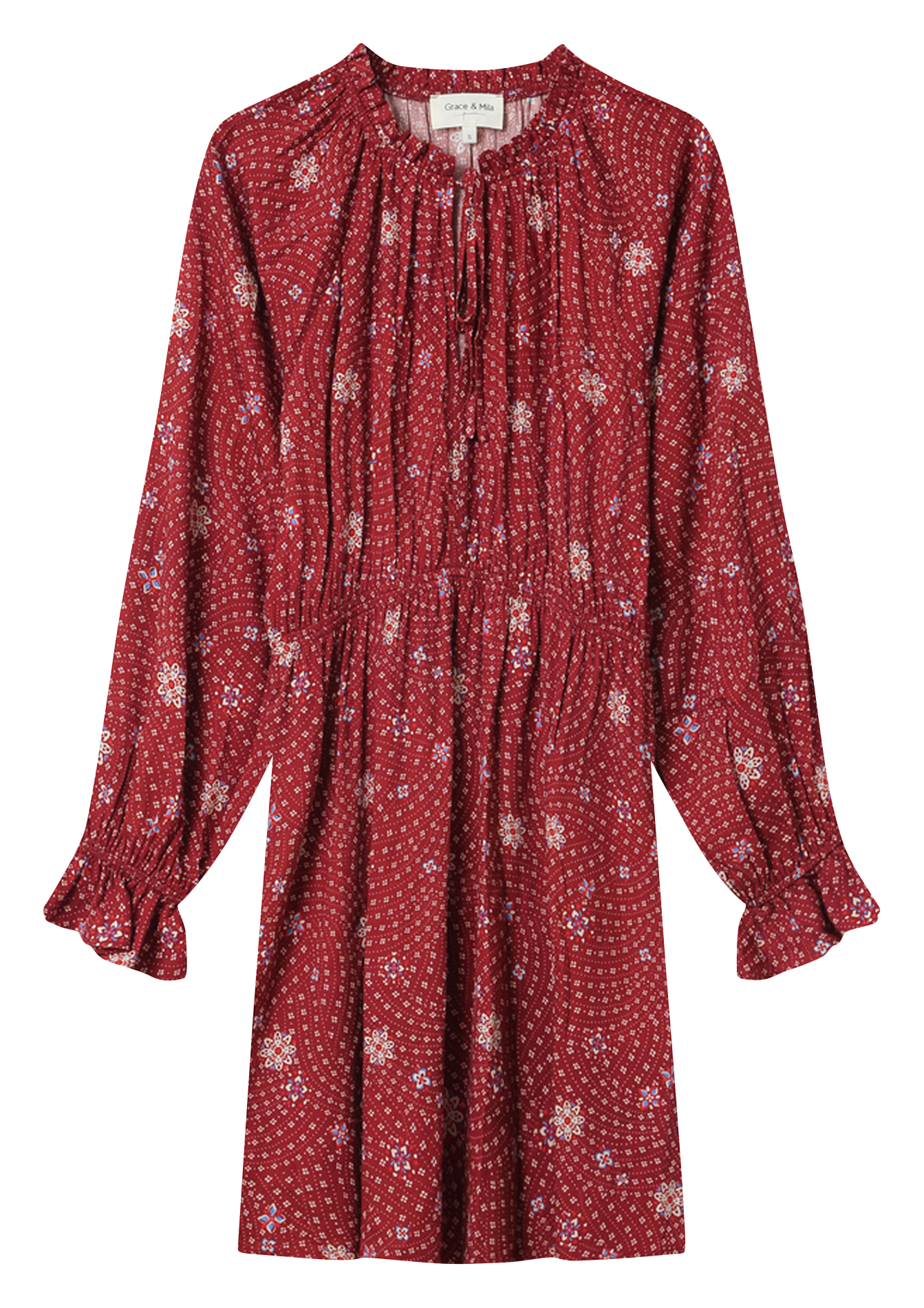 Short printed round-neck dress GRACE ET MILA Brown