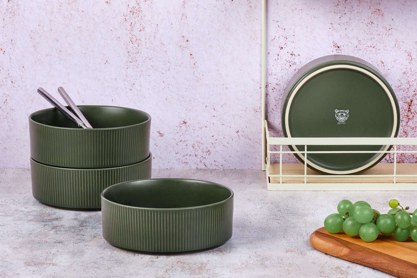 Bowl Scandi ø16.5cm - 4 pieces - olive BJORN Green