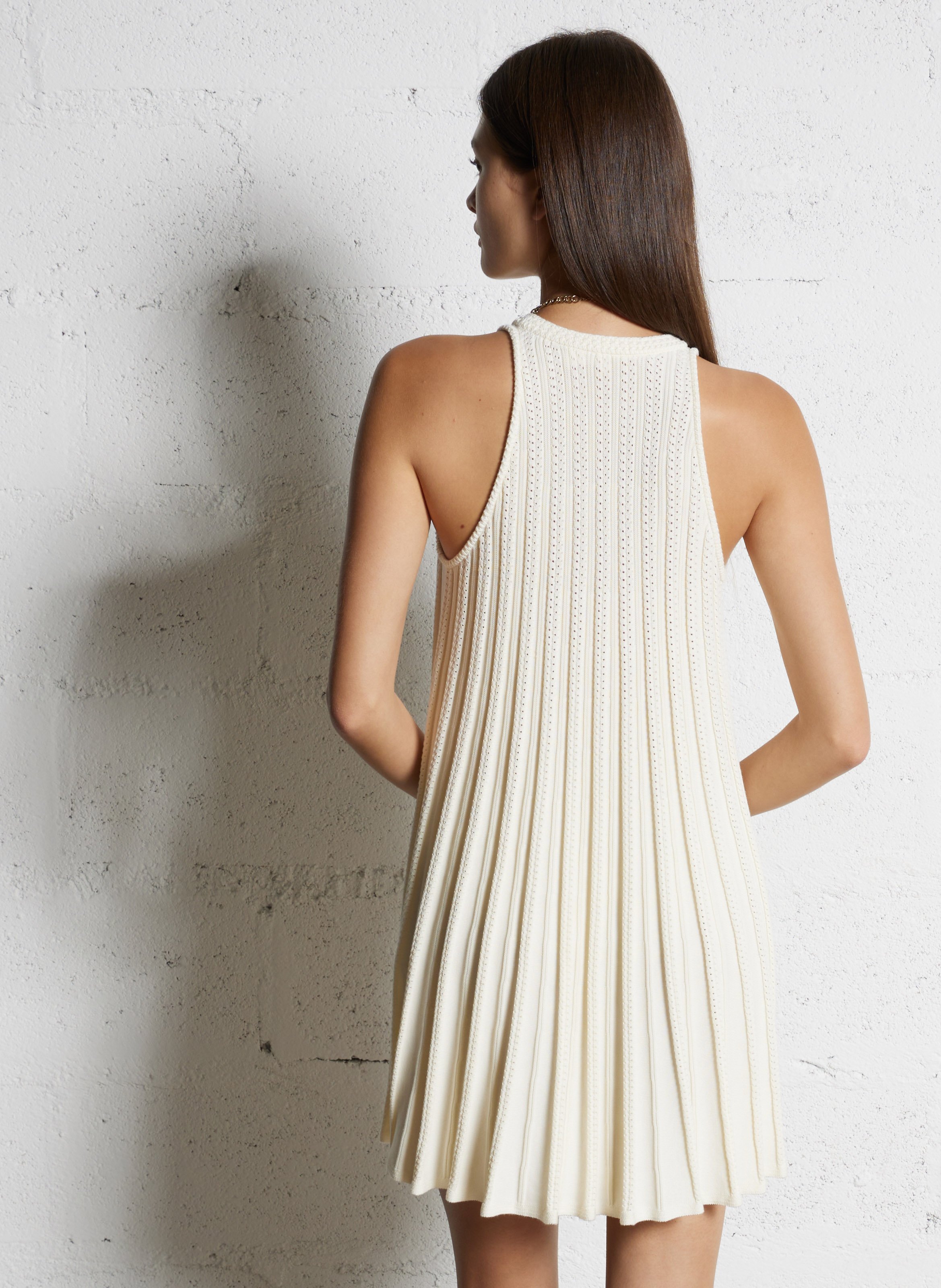 Robe courte col rond en coton mélangé BA&SH Beige