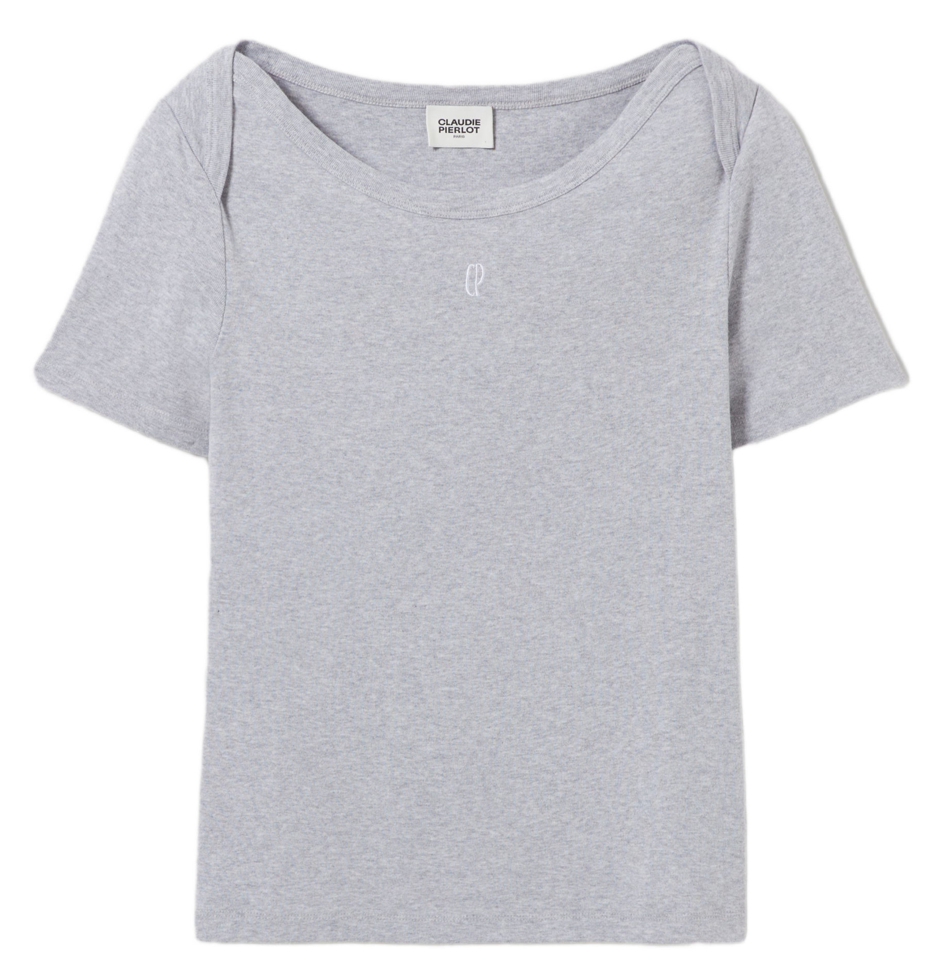 Fitted boat neck T-shirt CLAUDIE PIERLOT Grey