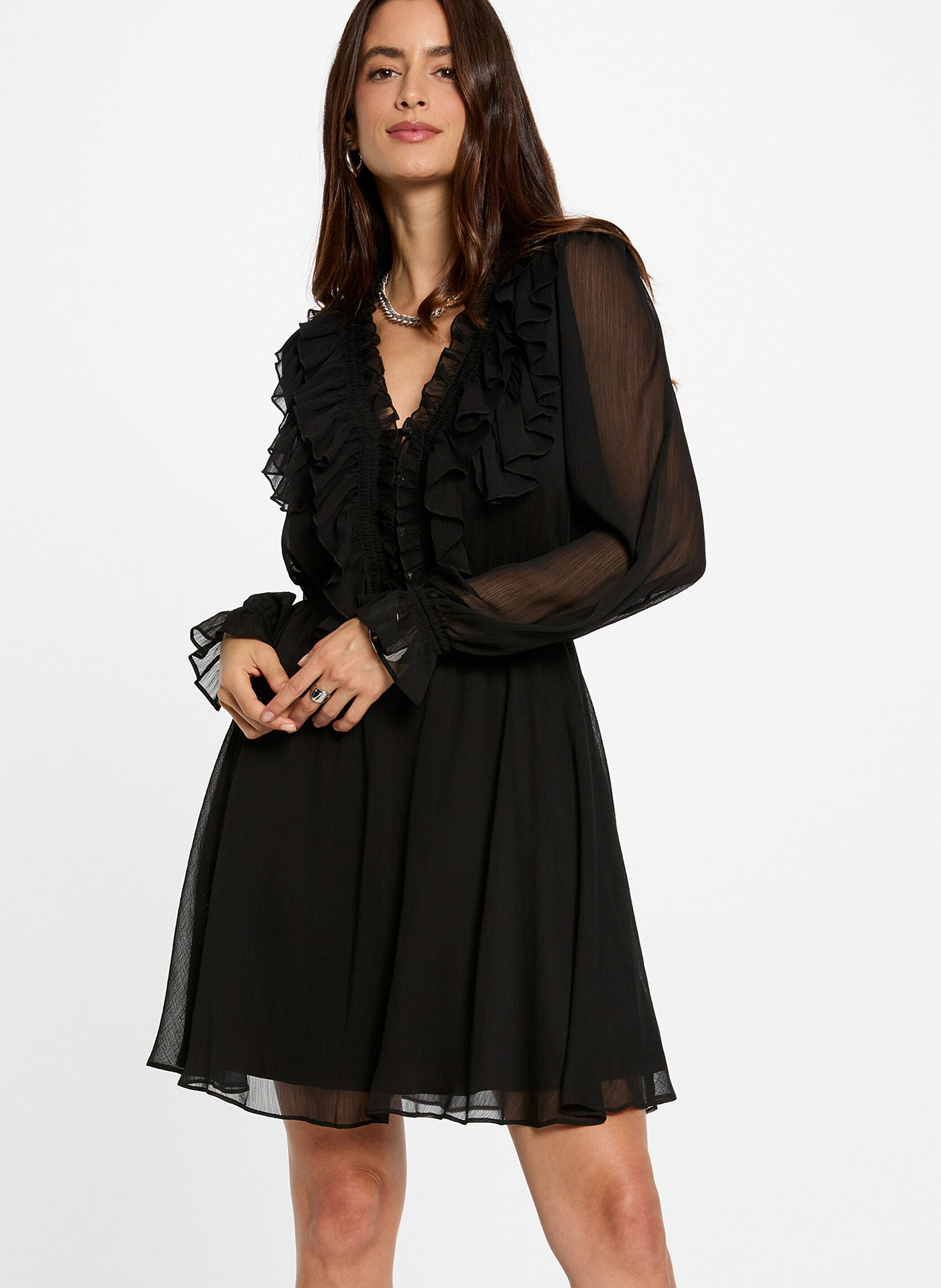 Robe courte col V MORGAN Noir