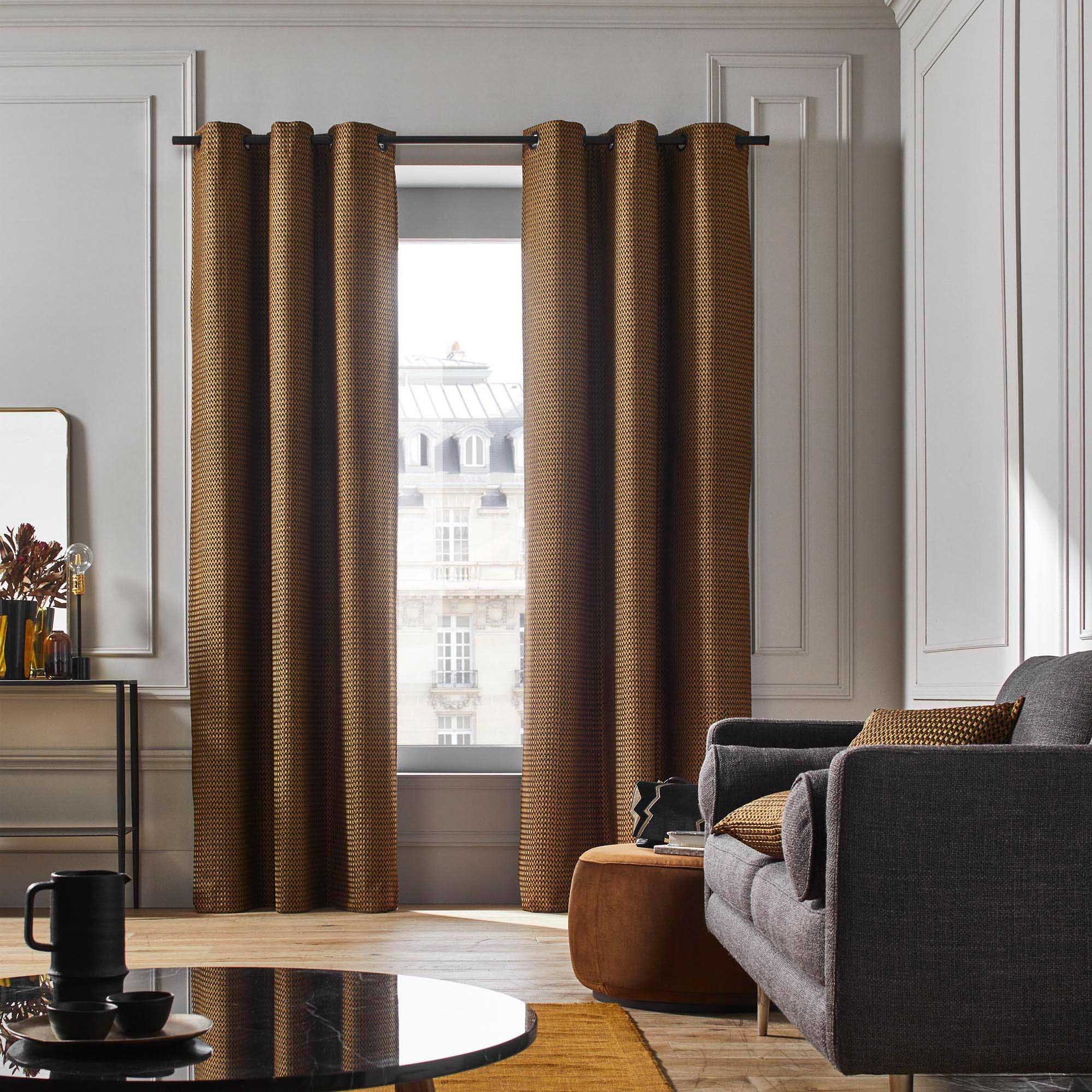 Rideau à oeillets noirs doublé MADURA Noir