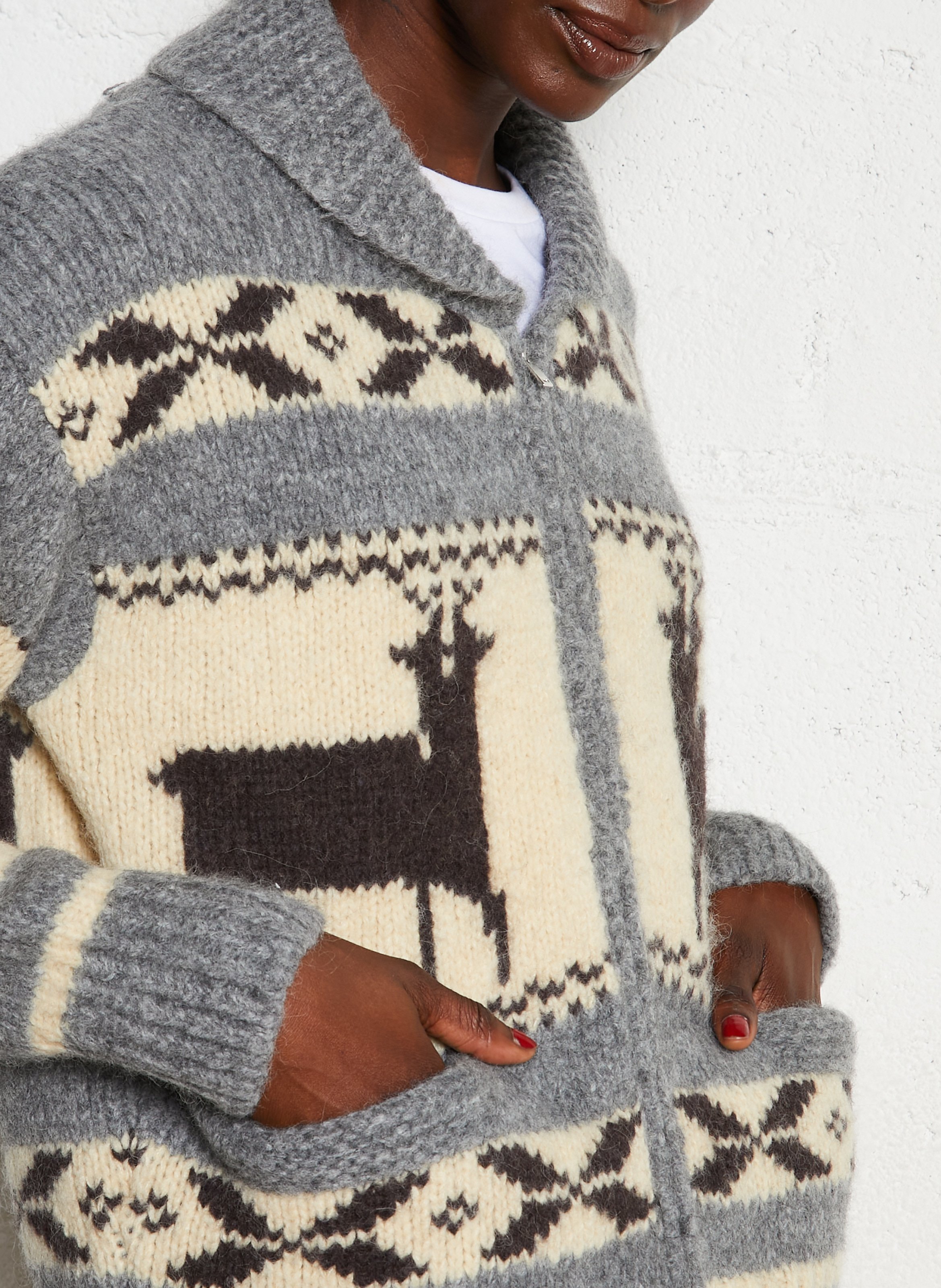 Ritsvest met print in gemengde wol LEON & HARPER Beige