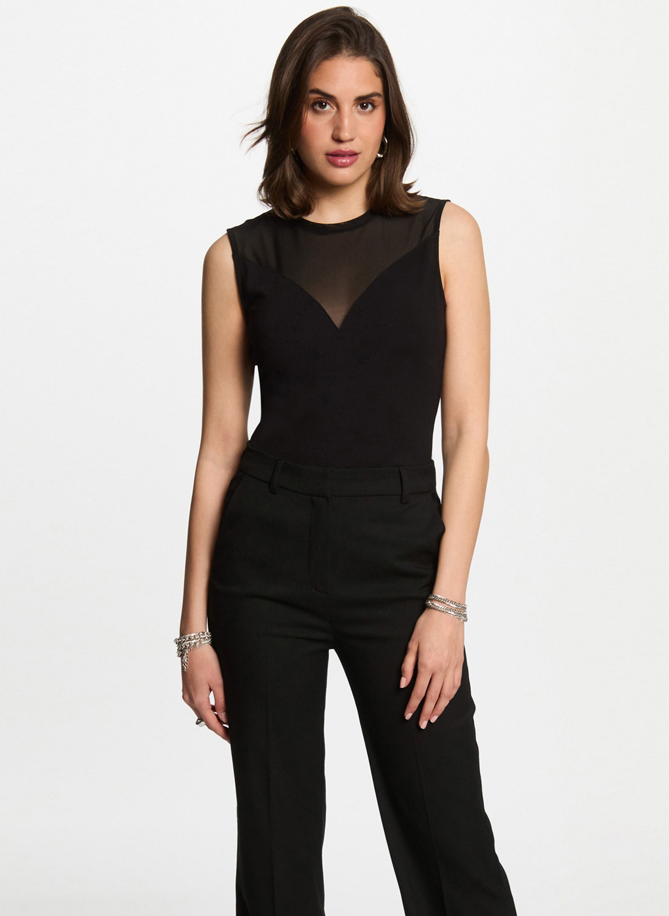 Aansluitende top met ronde hals MORGAN Zwart