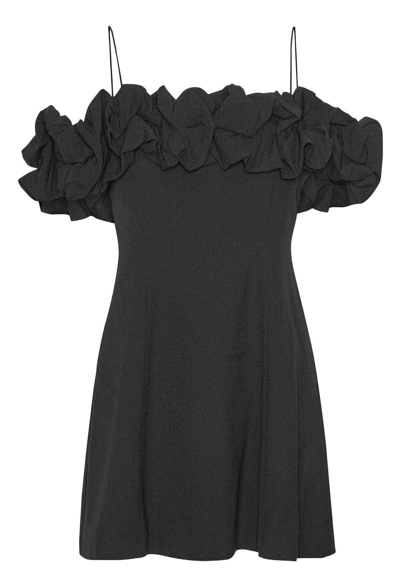 Robe courte en fibres recyclées mélangées ROTATE Noir