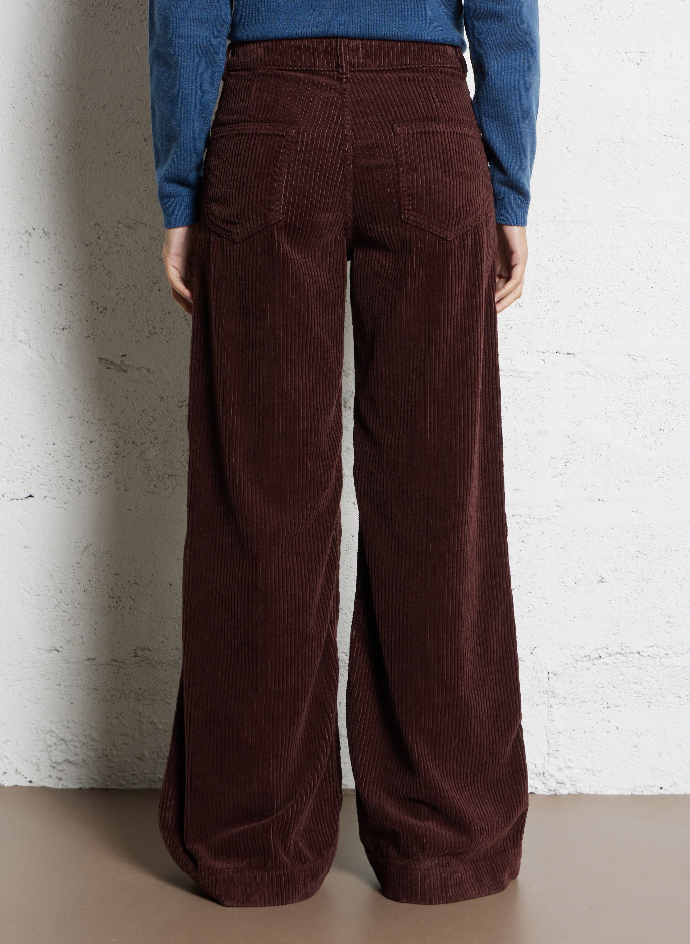 Wide ribbed cotton trousers ACQUAVERDE Brown