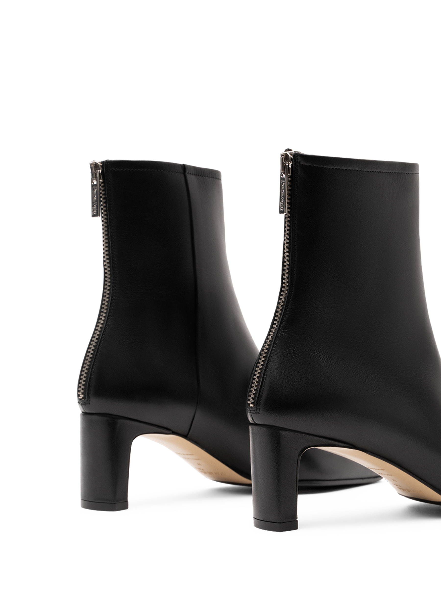 Smooth black calf leather ankle boots PARALLELE PARIS Black