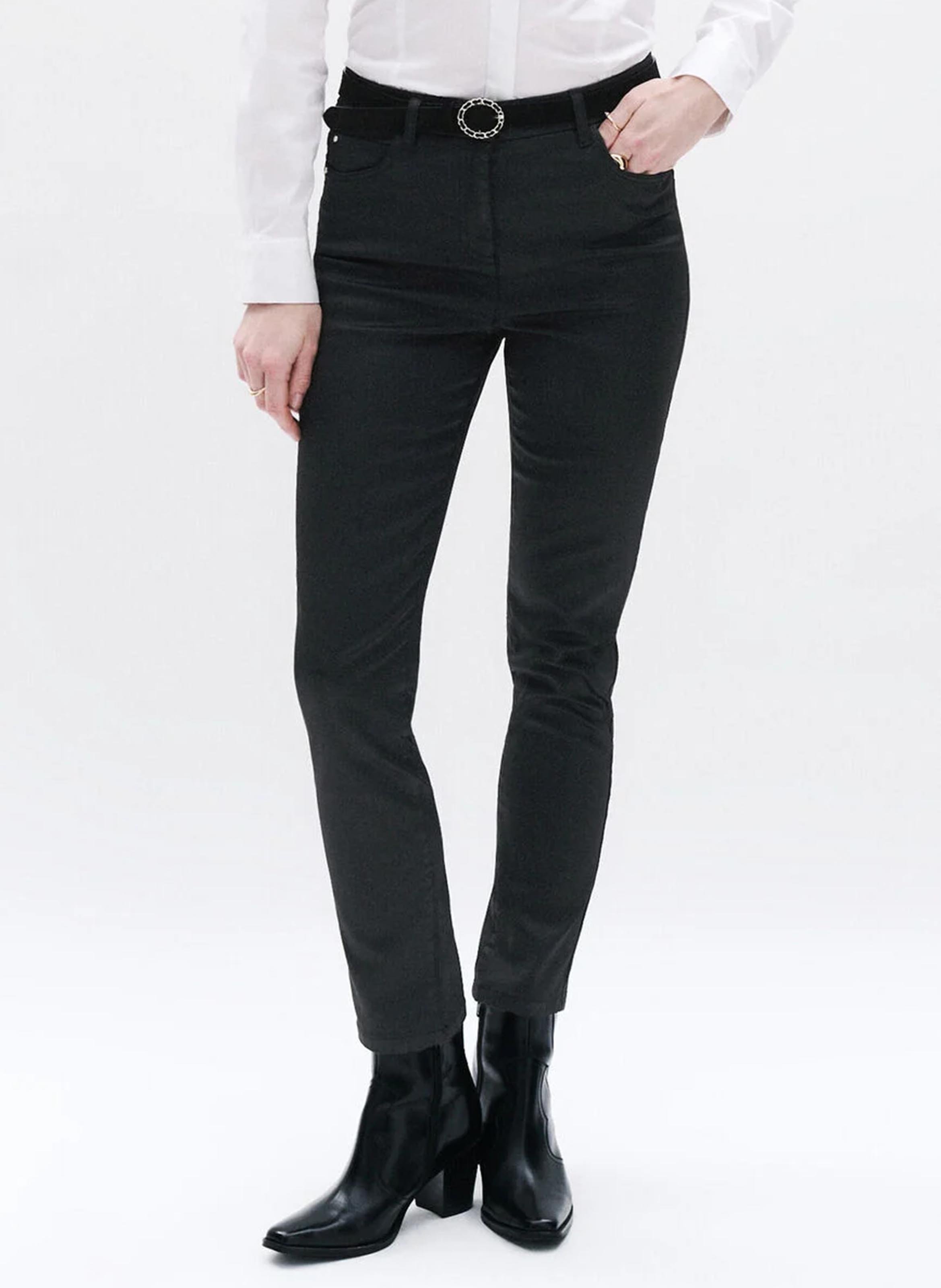 Slimfit-Hose aus Baumwoll-Mix in beschichteter Optik CAROLL Schwarz