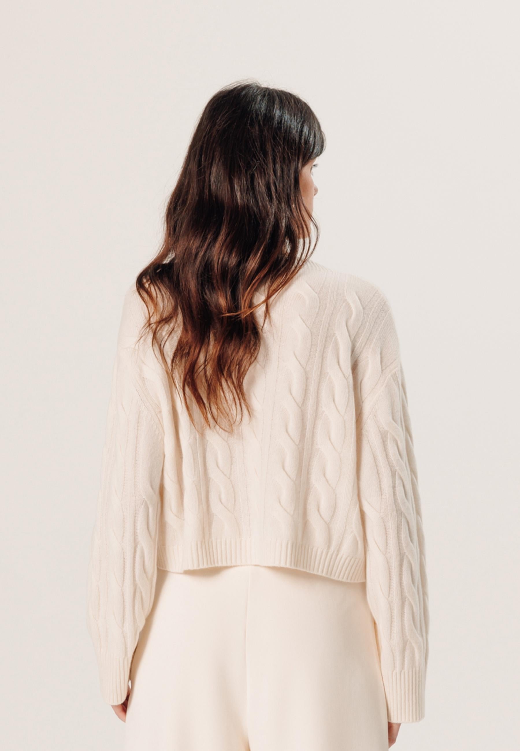 Short twisted cashmere sweater RODIER White