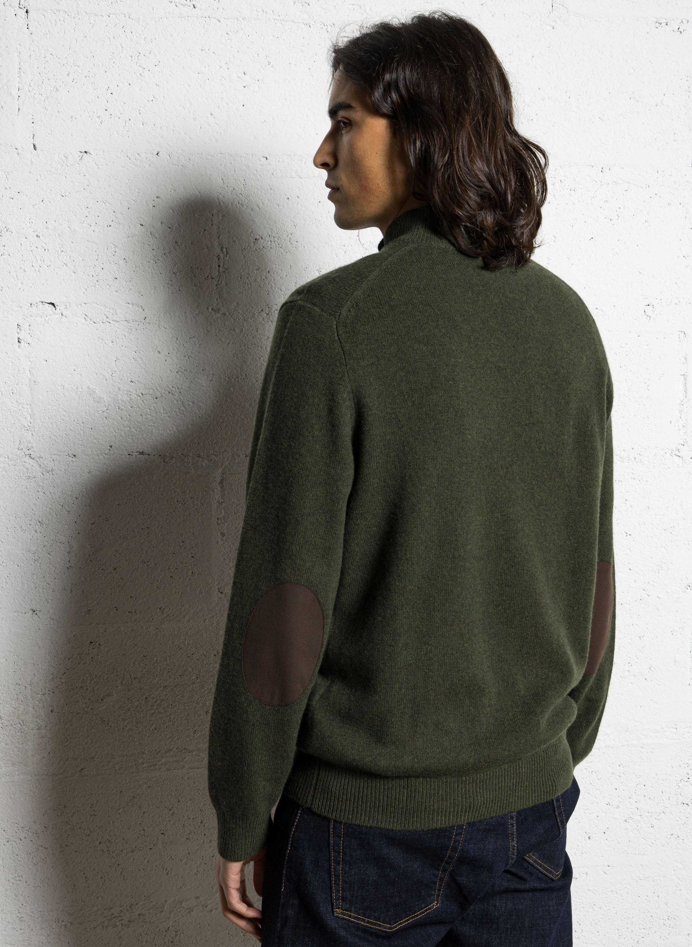 Pull col montant zippé en laine HACKETT Vert