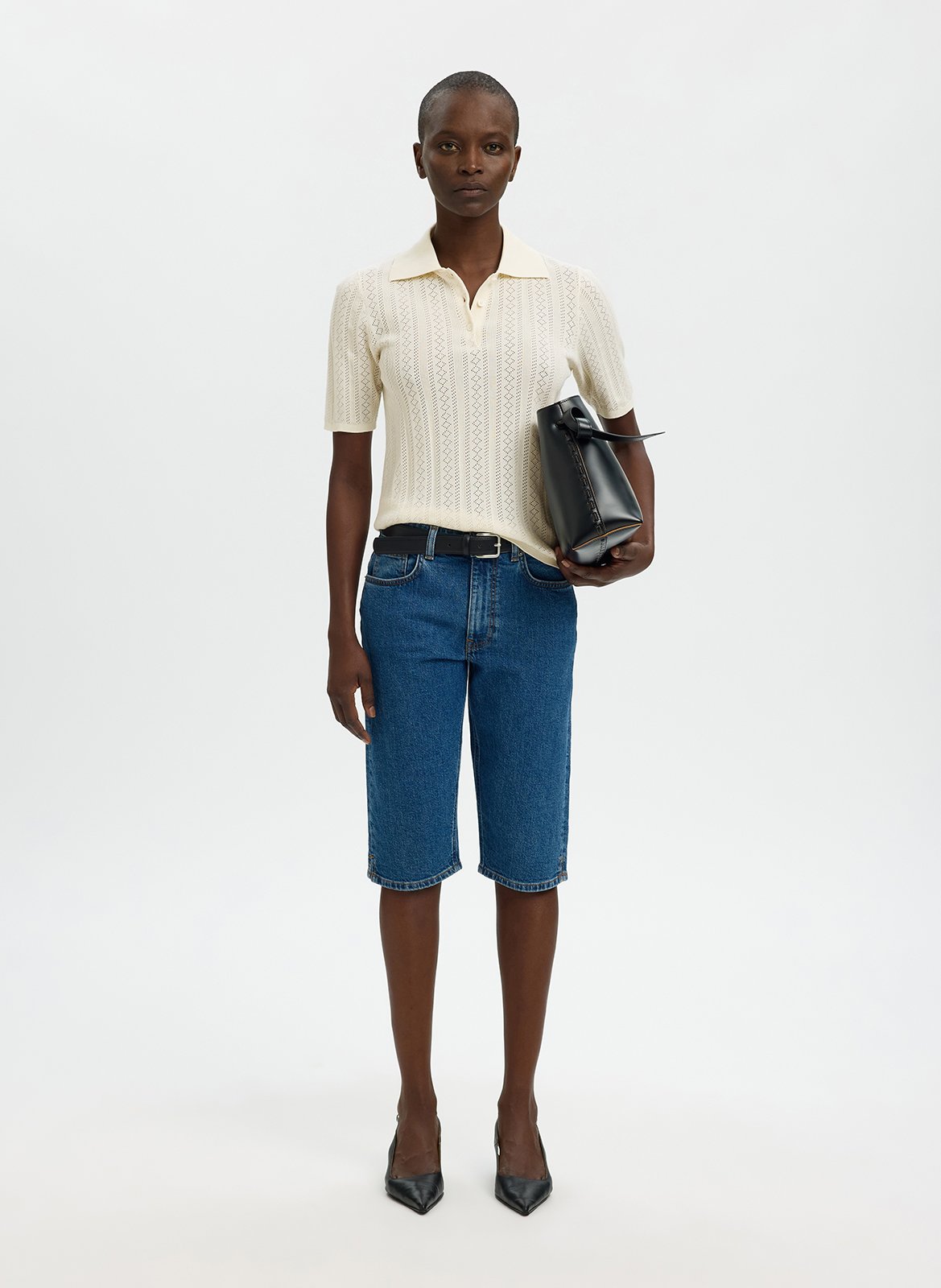 Gerade geschnittenes Poloshirt aus Bio-Baumwolle SELECTED Weiss