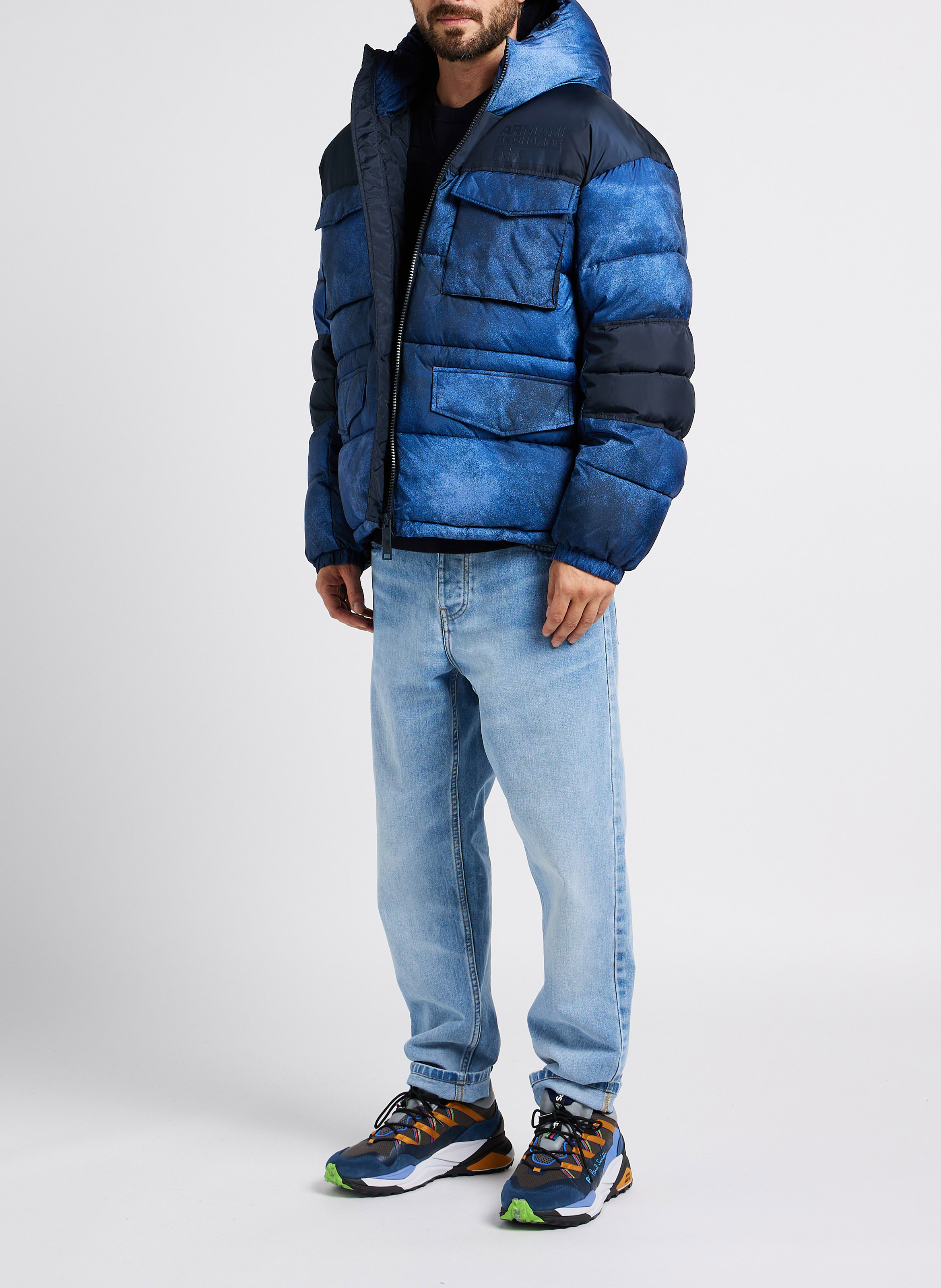 Donsjack met opstaande kraag en capuchon ARMANI EXCHANGE Blauw