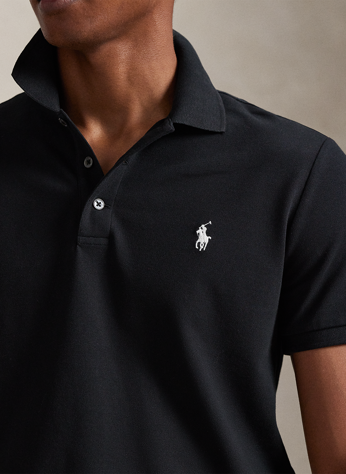 Slim-fit cotton-blend polo shirt POLO RALPH LAUREN Black