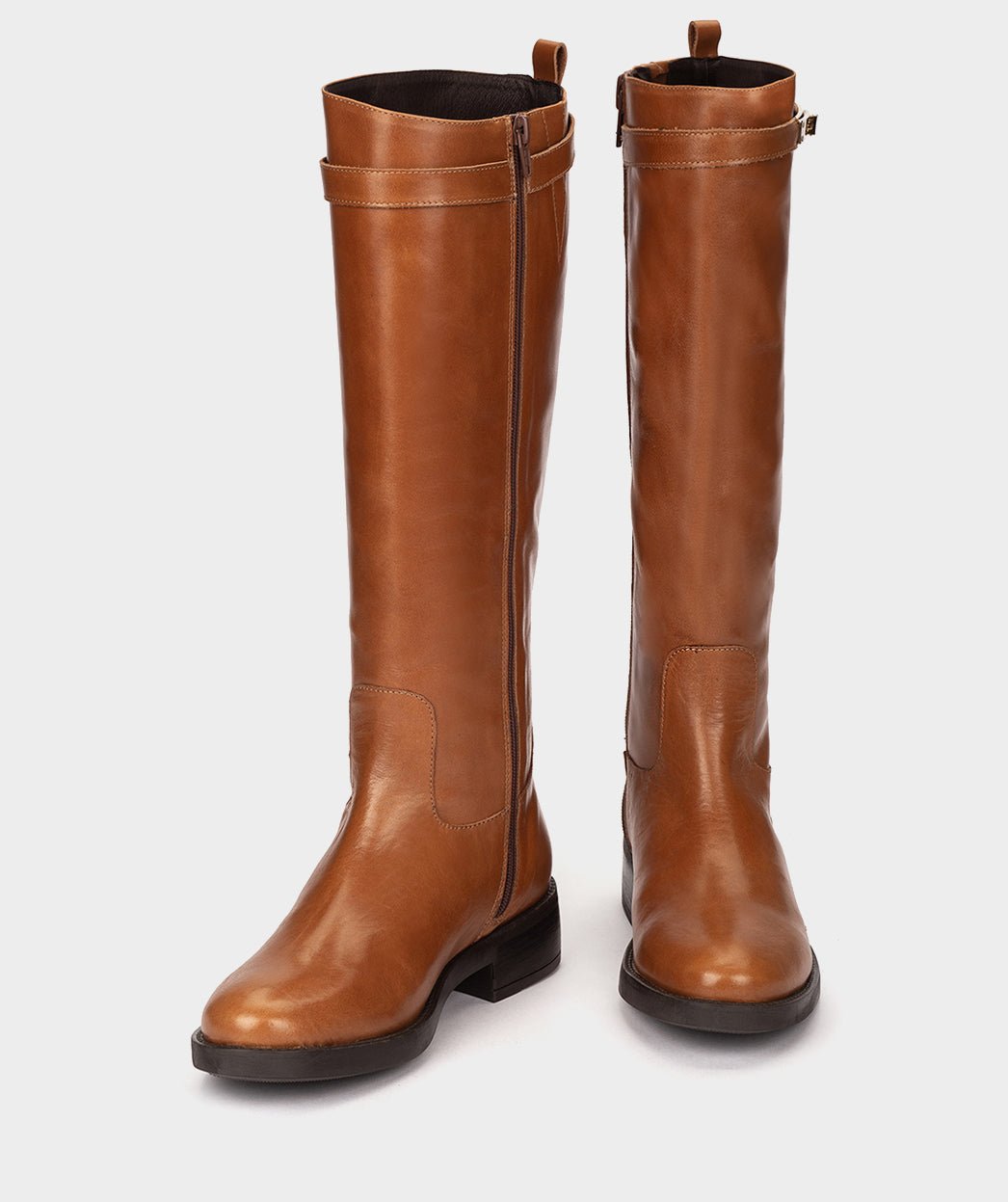 Brown leather boots with buckle. PEDRO MIRALLES Brown