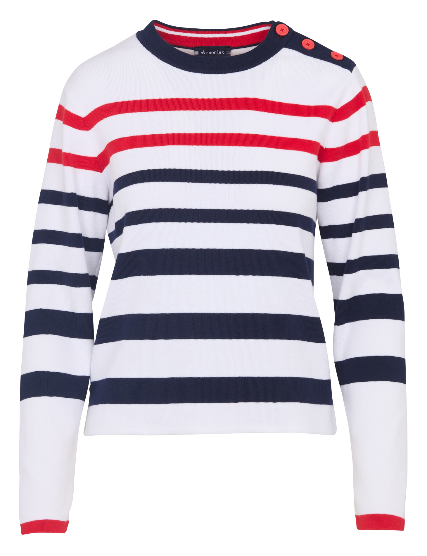 Pull ajusté col rond en coton ARMOR LUX Blanc