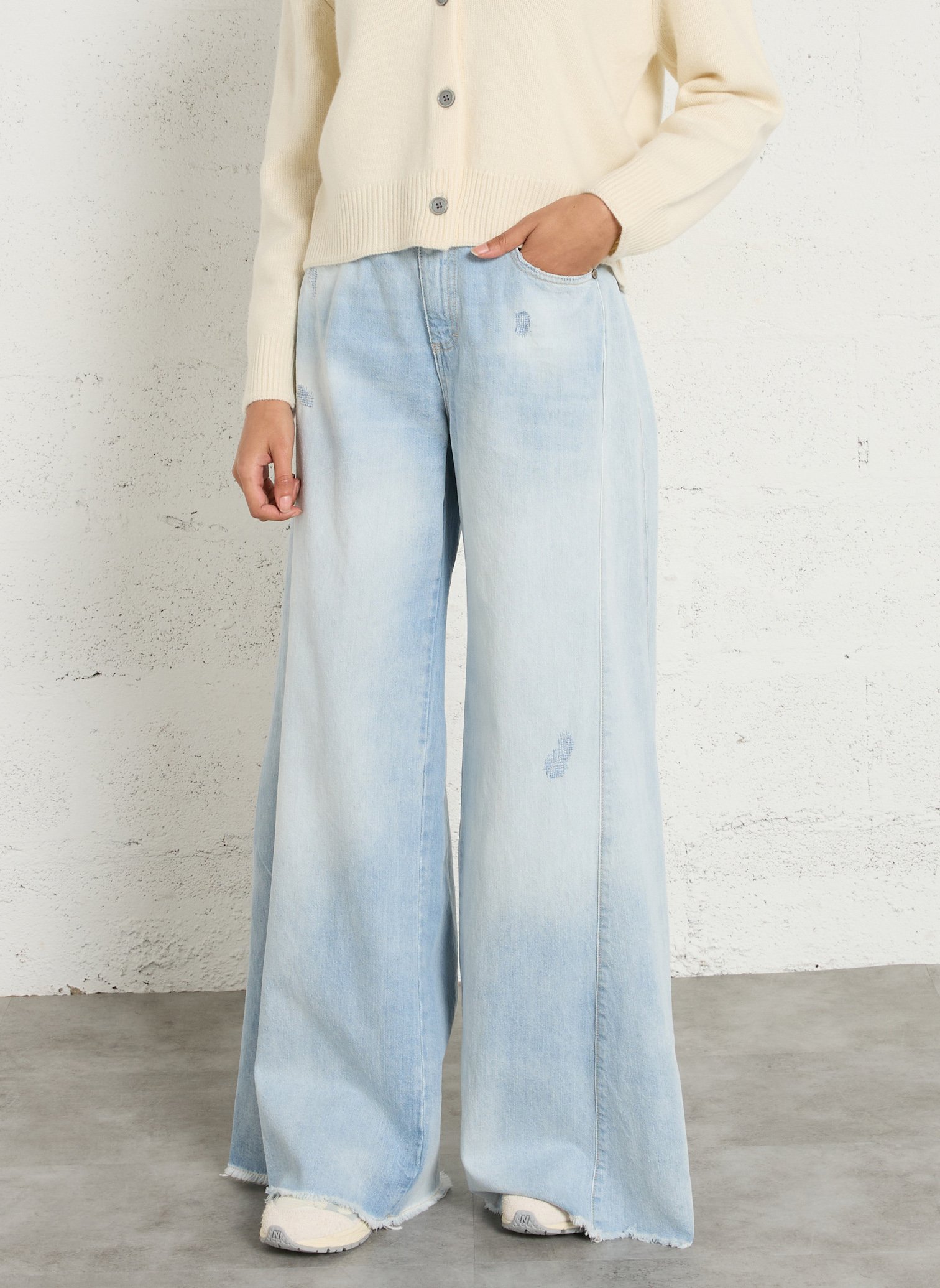 Straight cotton-blend pants PLEASE Blue