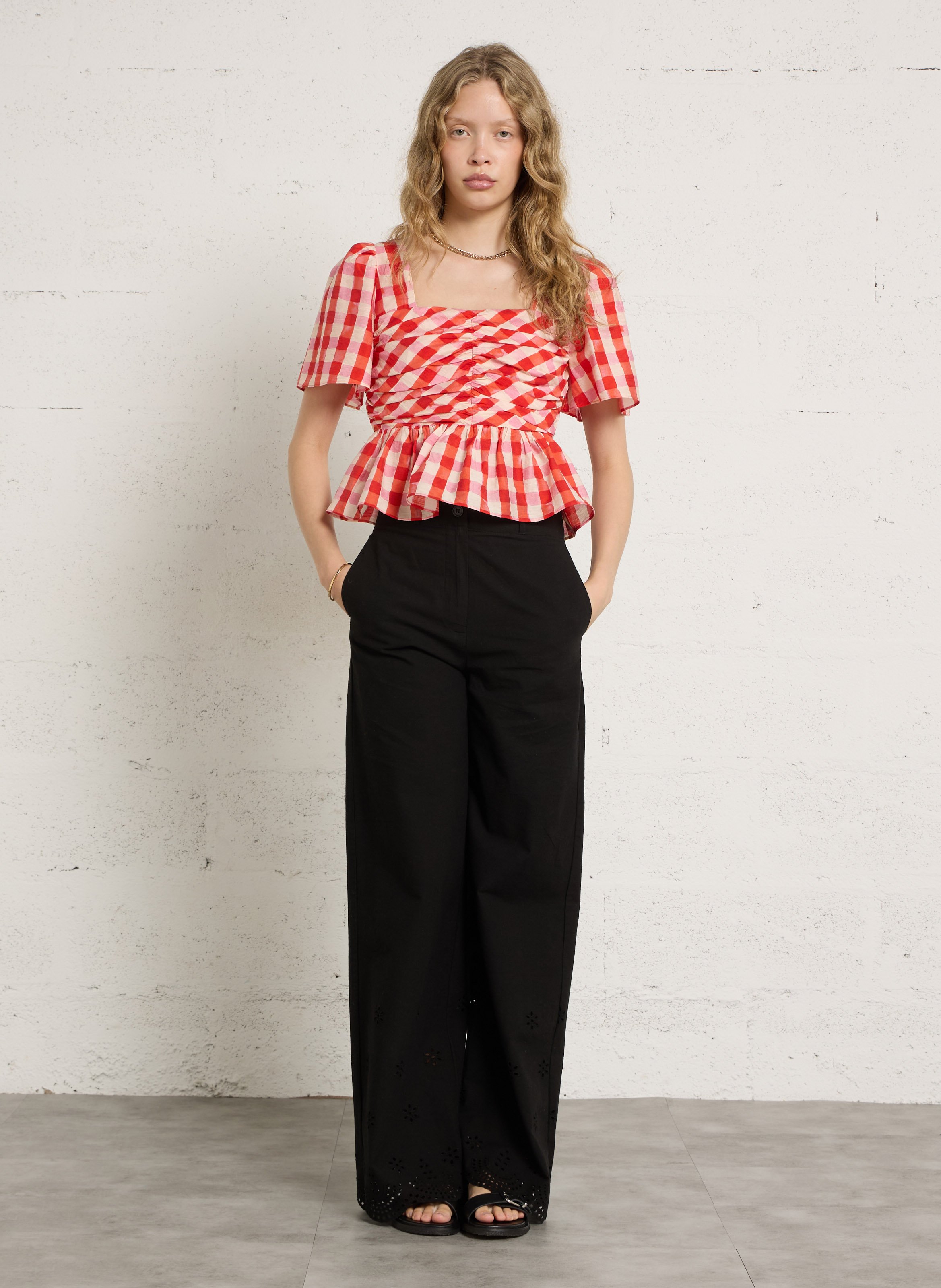 High-rise wide-leg jeans DES PETITS HAUTS Black