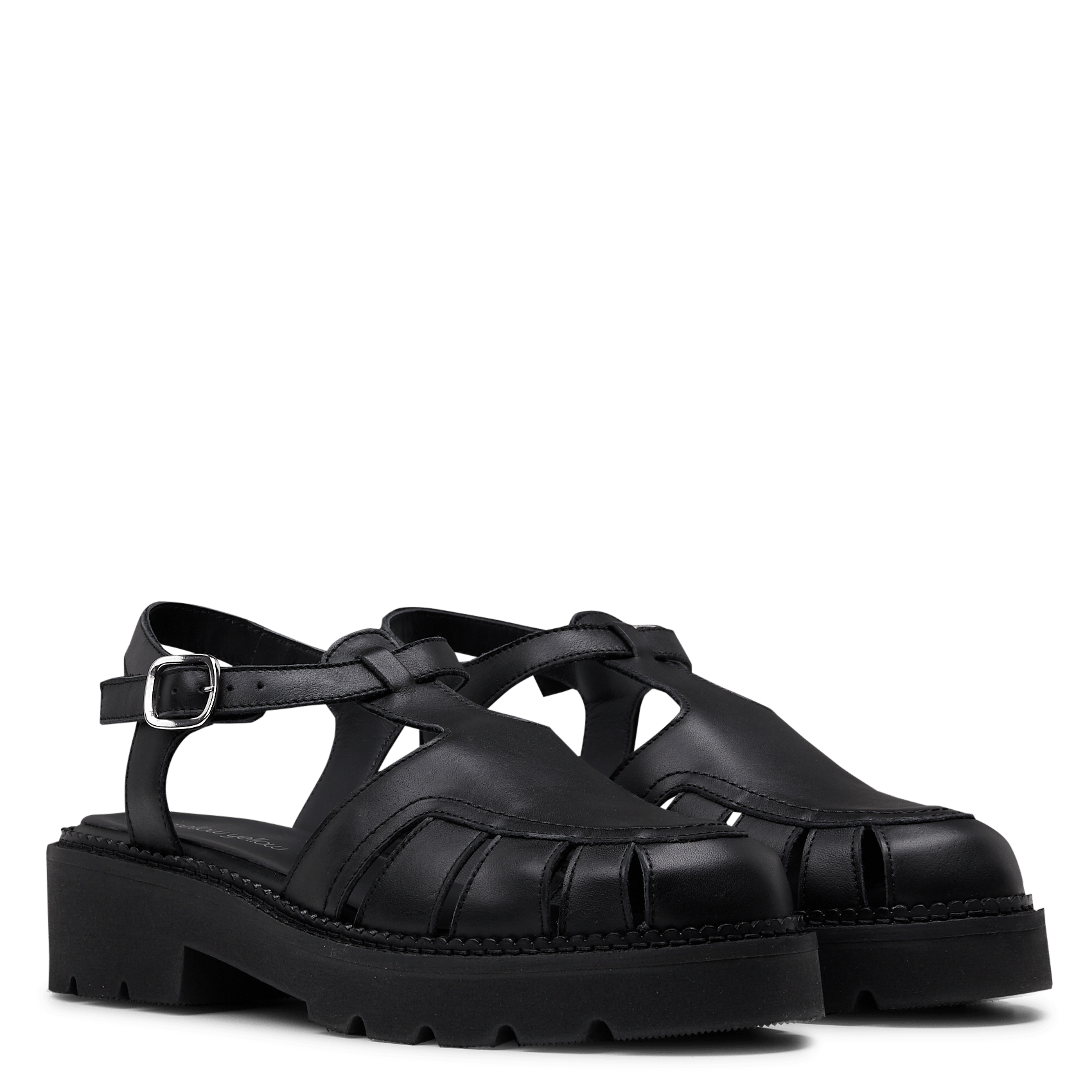 Sandales compensées en cuir MELLOW YELLOW Noir