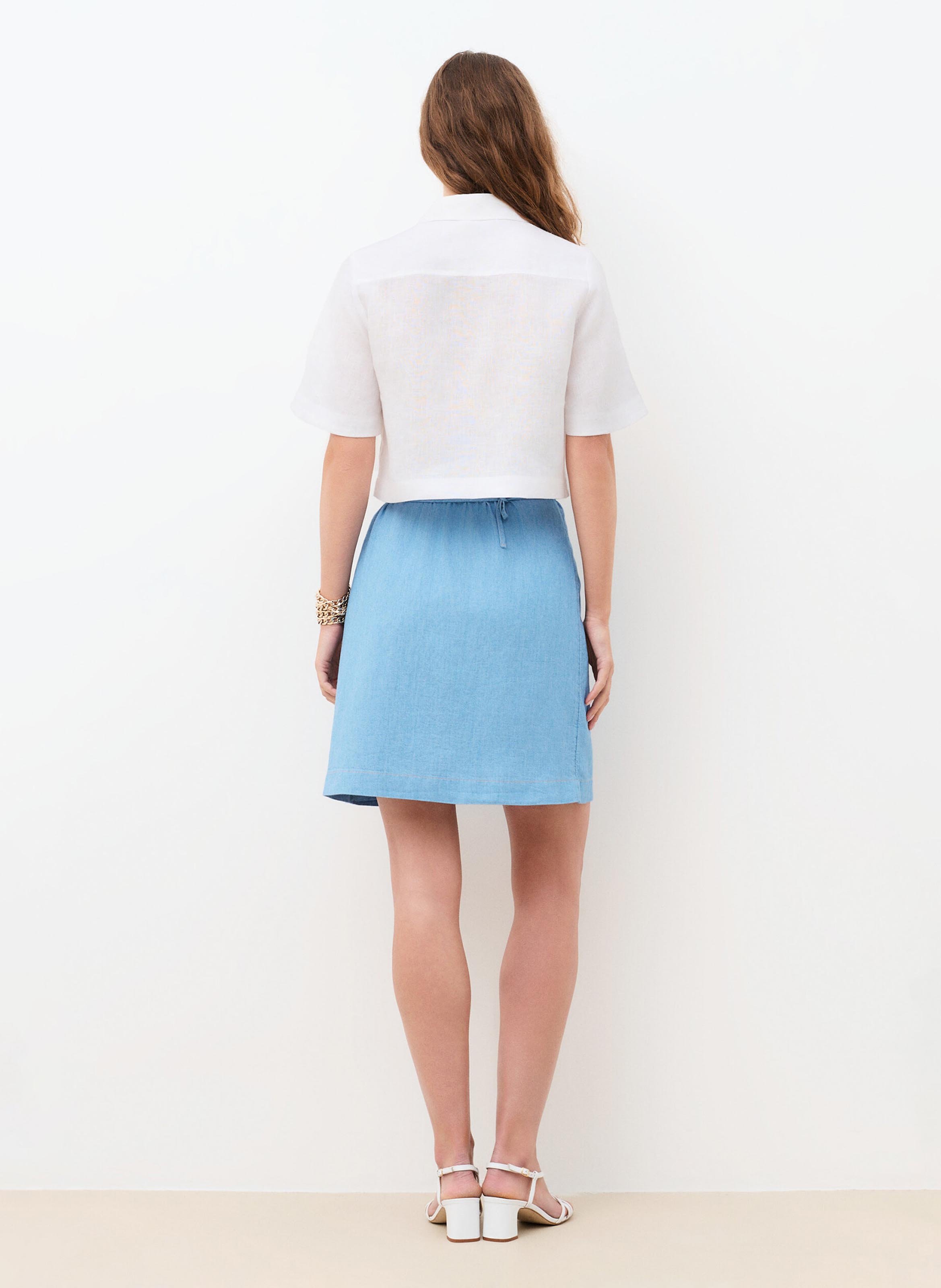 Gerade geschnittenes Leinenhemd mit klassischem Kragen CAROLL Weiss