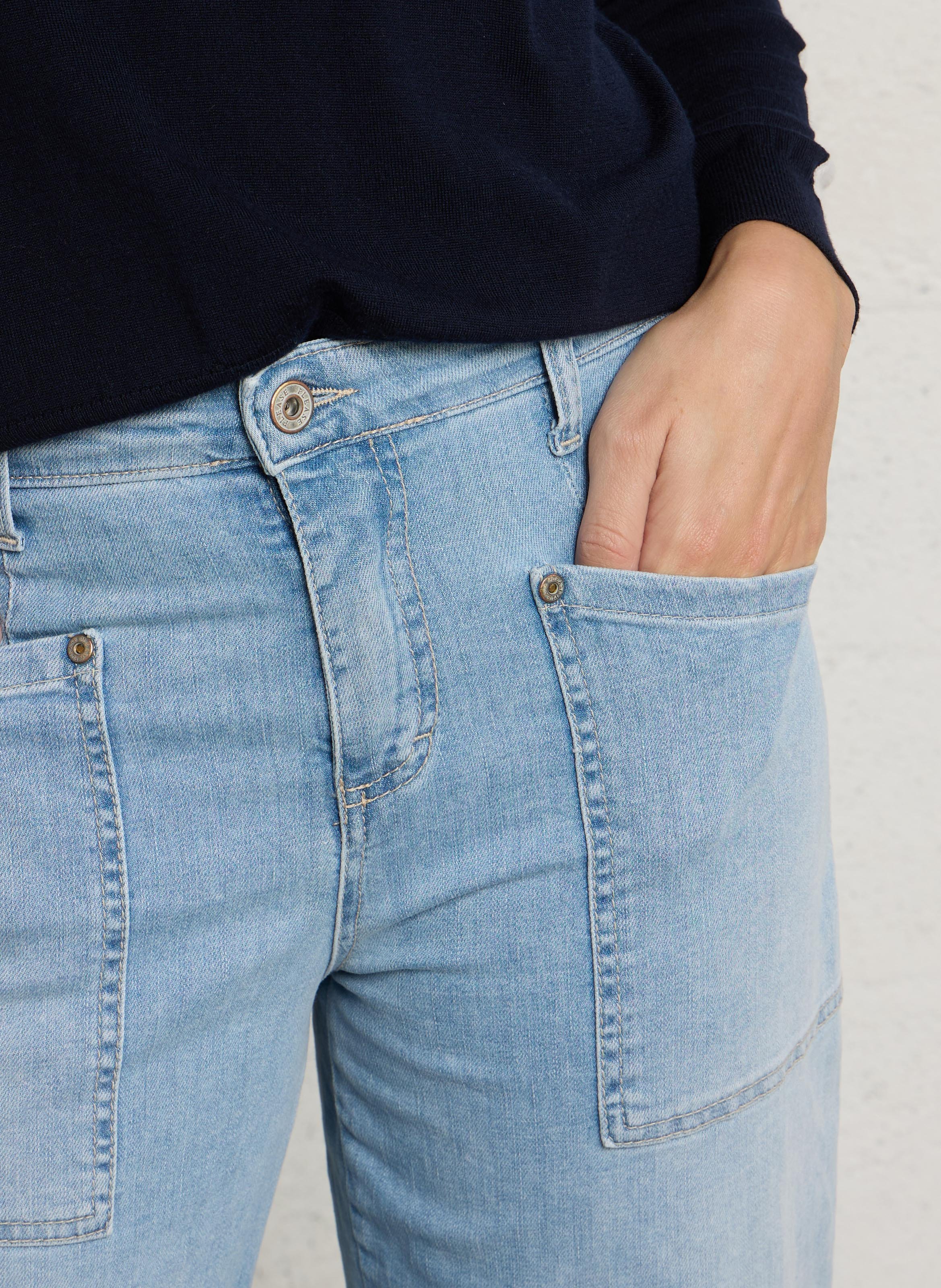 Broek met wijde pijpen van gemengd katoen PLEASE Blauw