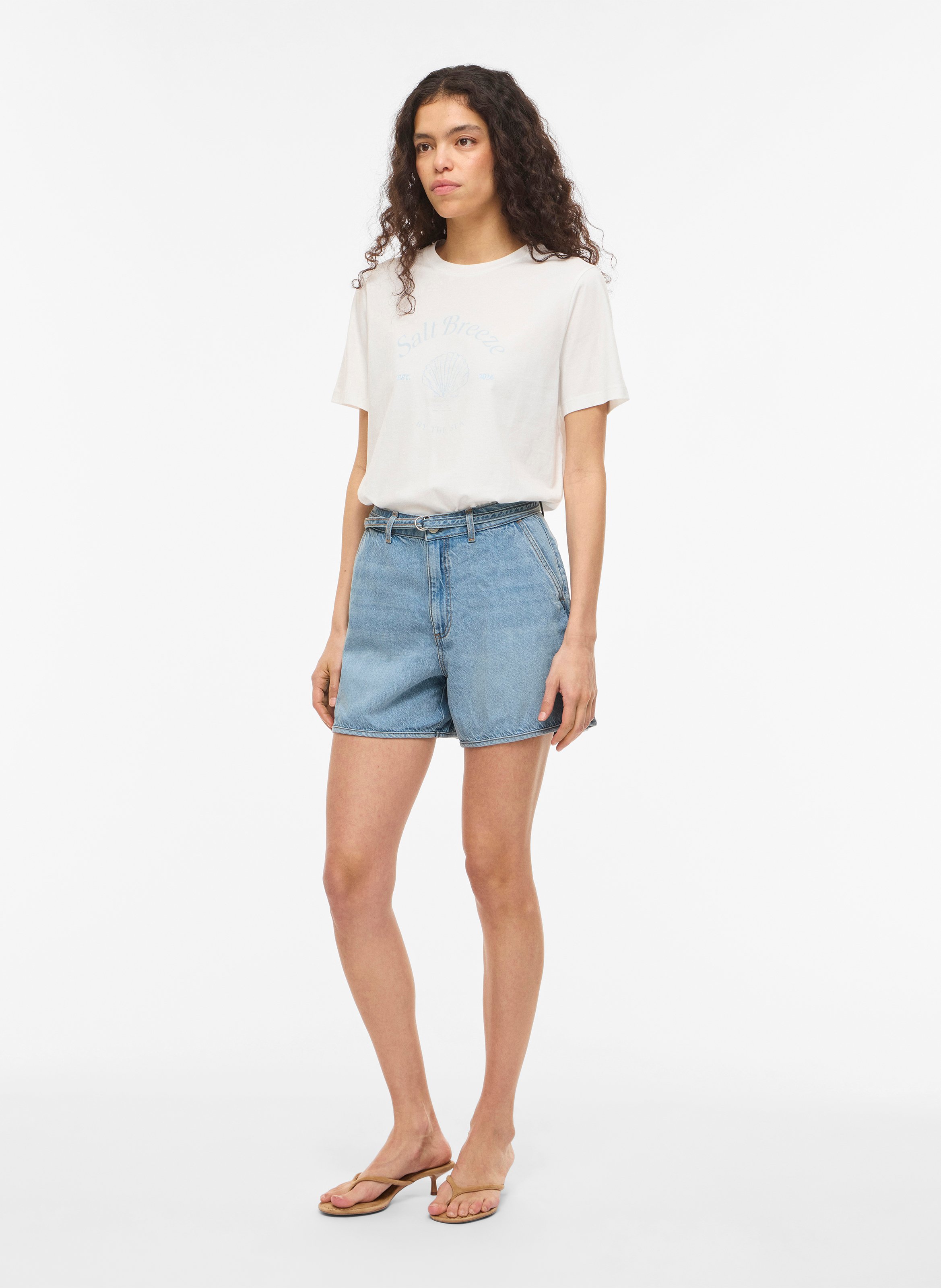 Korte lichte denim jurk VILA Blauw