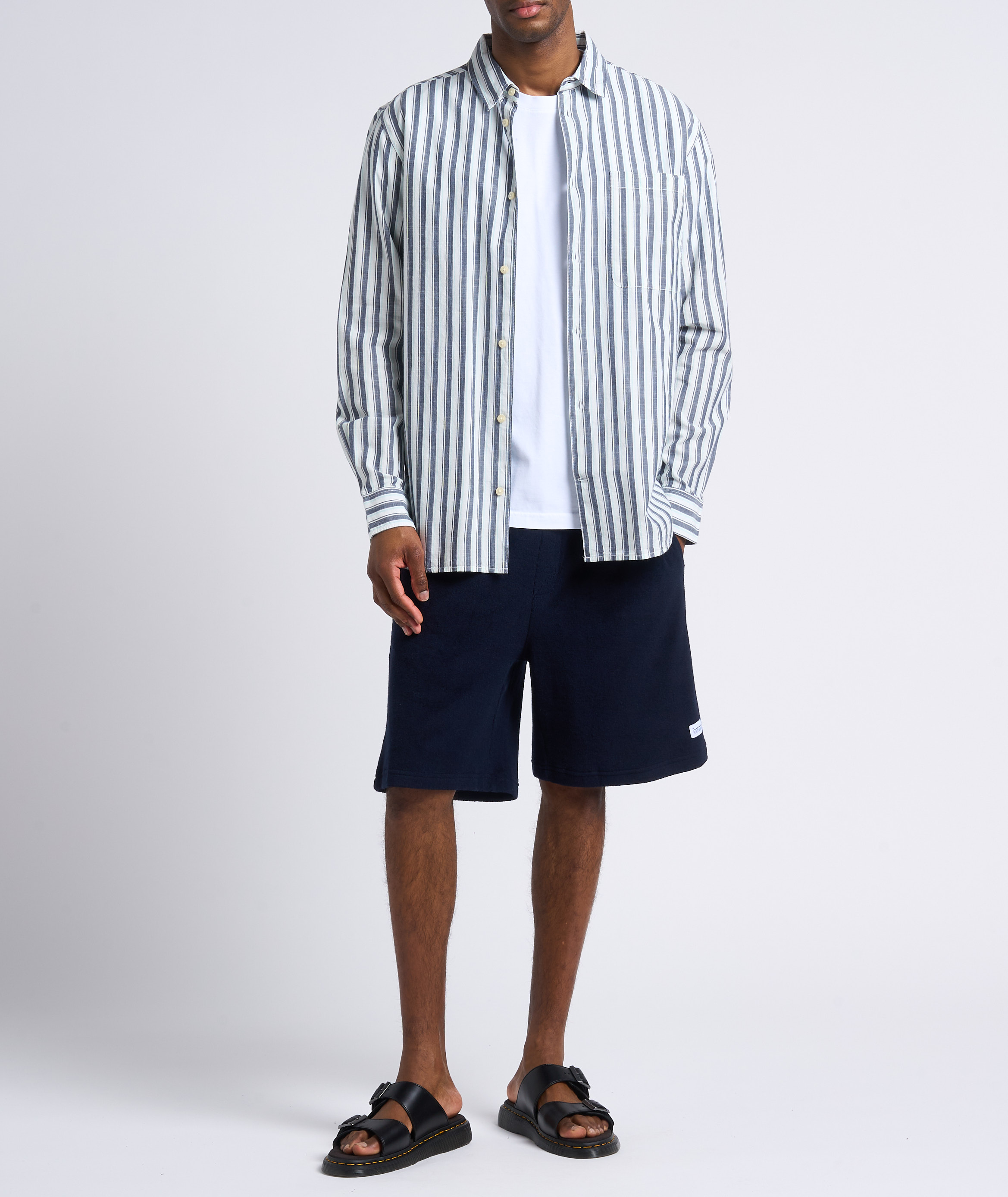 Recht overhemd van biokatoen met klassieke kraag KNOWLEDGE COTTON APPAREL Blauw