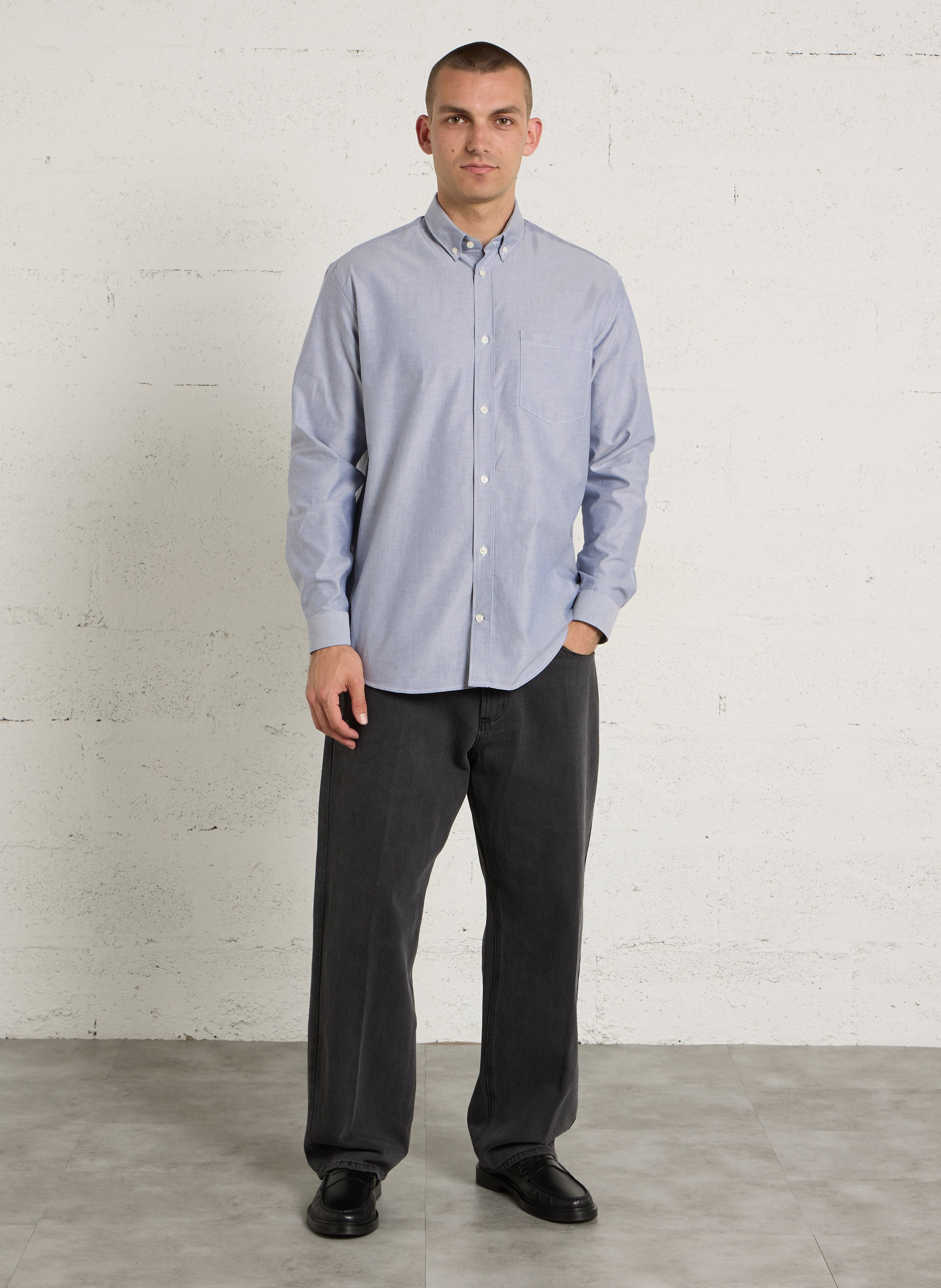 Chemise droite en coton AU PRINTEMPS PARIS Bleu