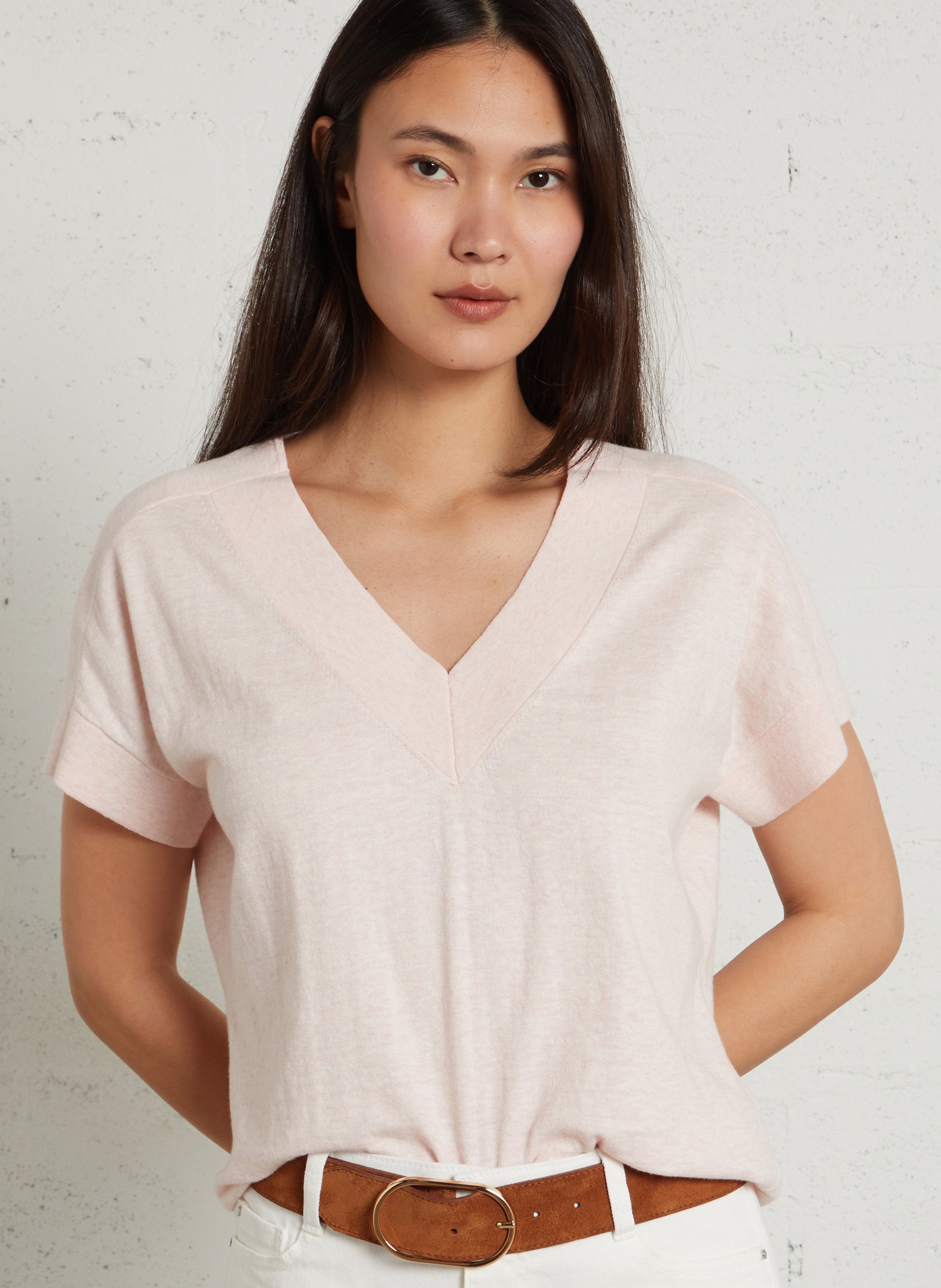 Top oversize col V en coton MAISON 123