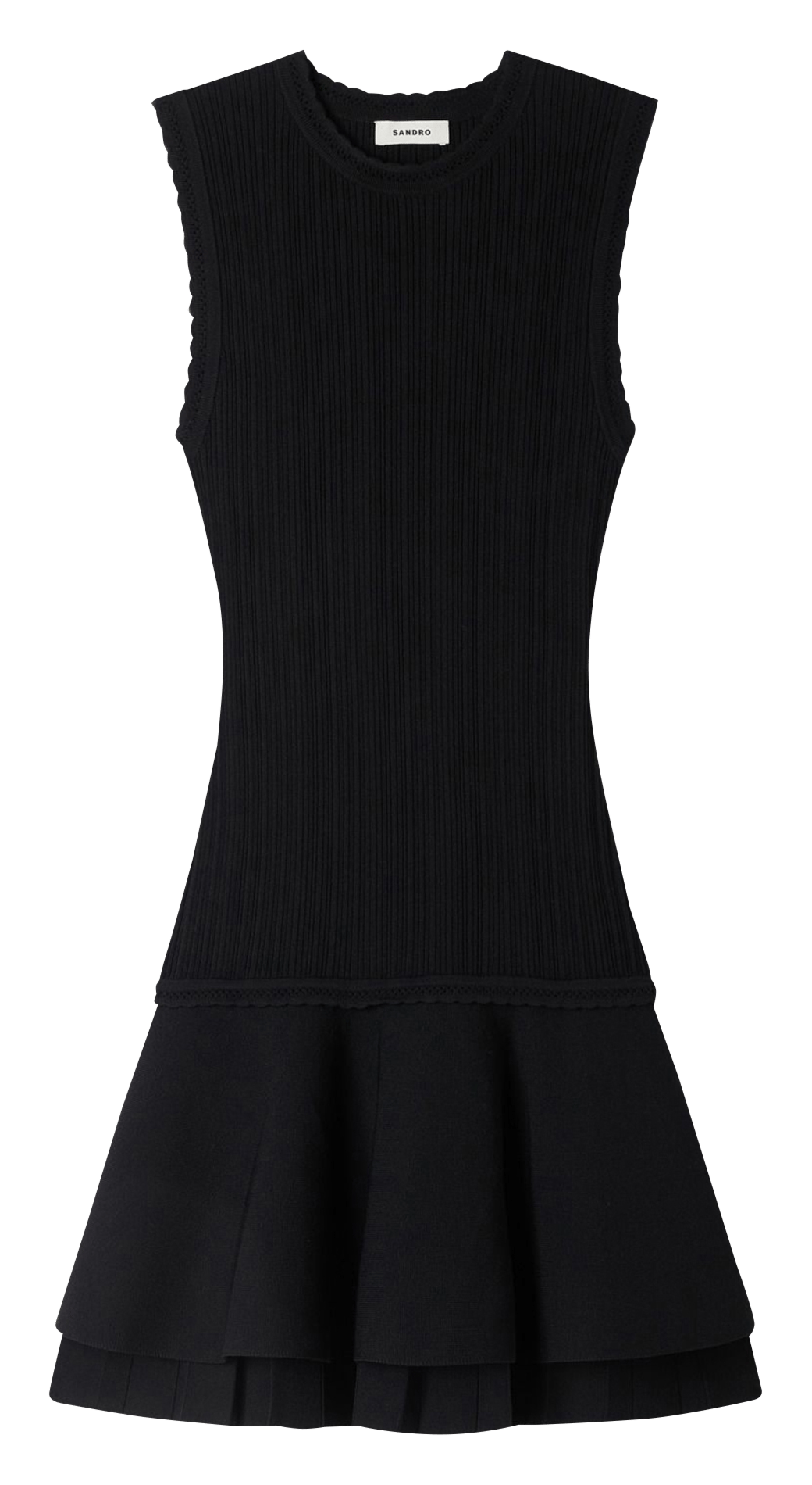 Robe courte évasée en maille SANDRO Zwart