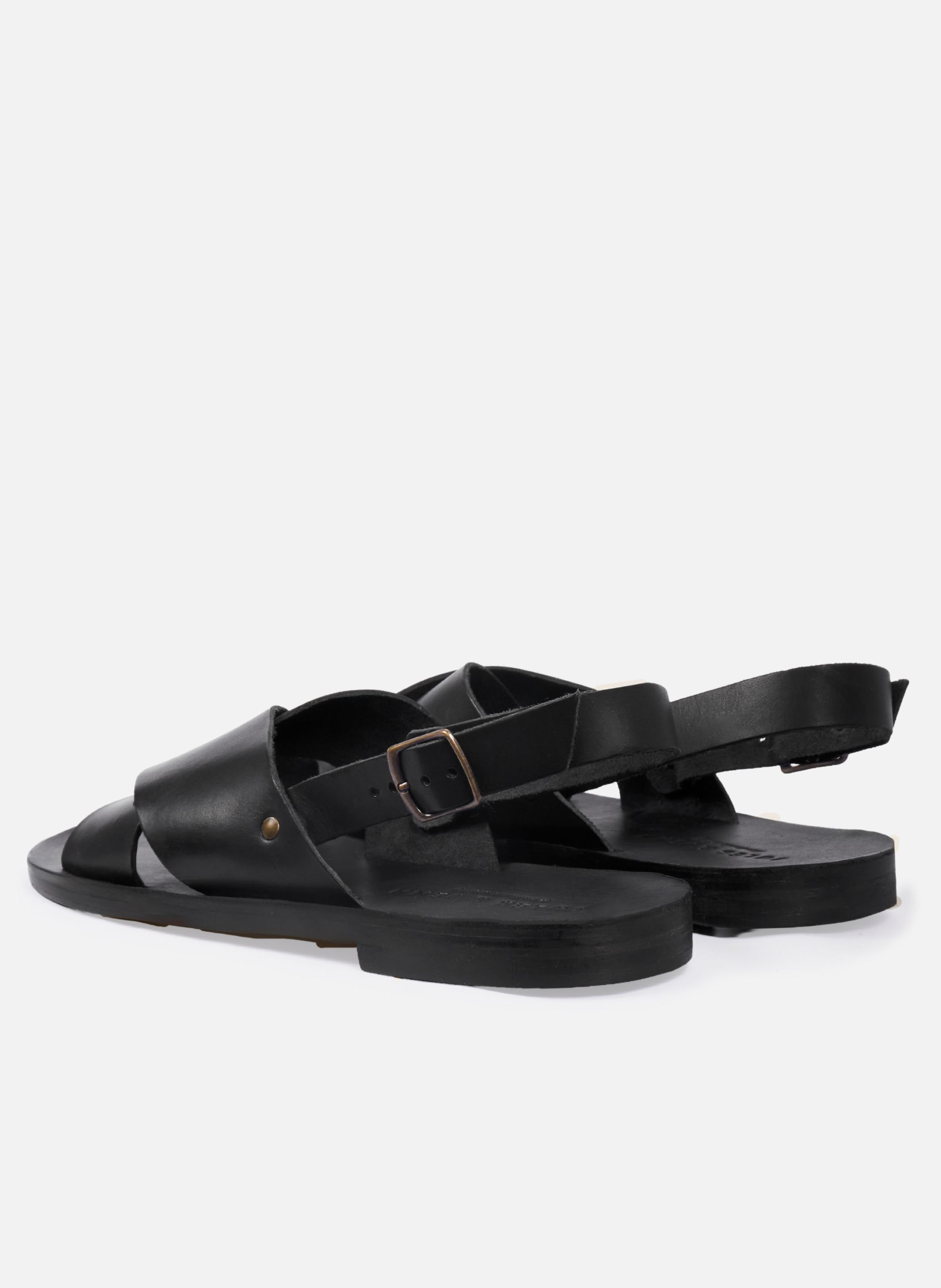 Enzo smooth leather sandals JULES & JENN Black