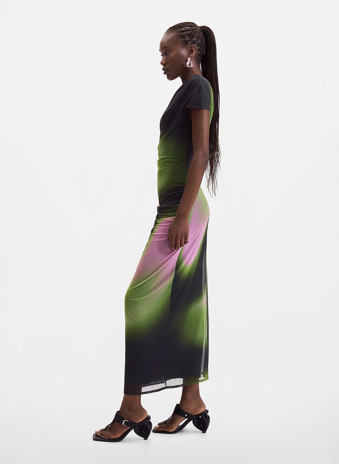 Long dress with round neckline in tulle DESIGUAL Black