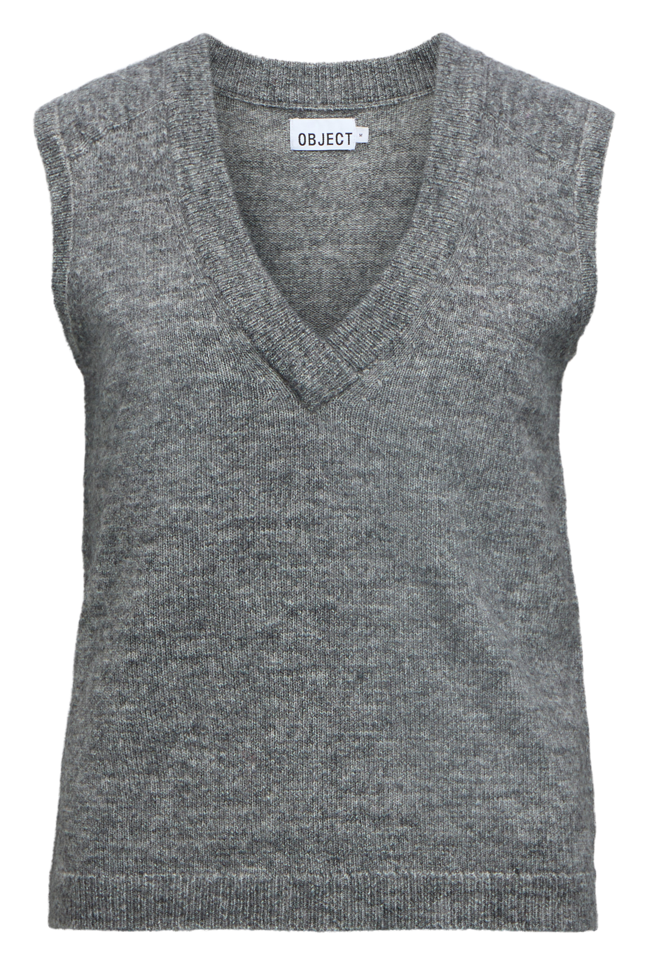 Pull droit col V en maille OBJECT Gris