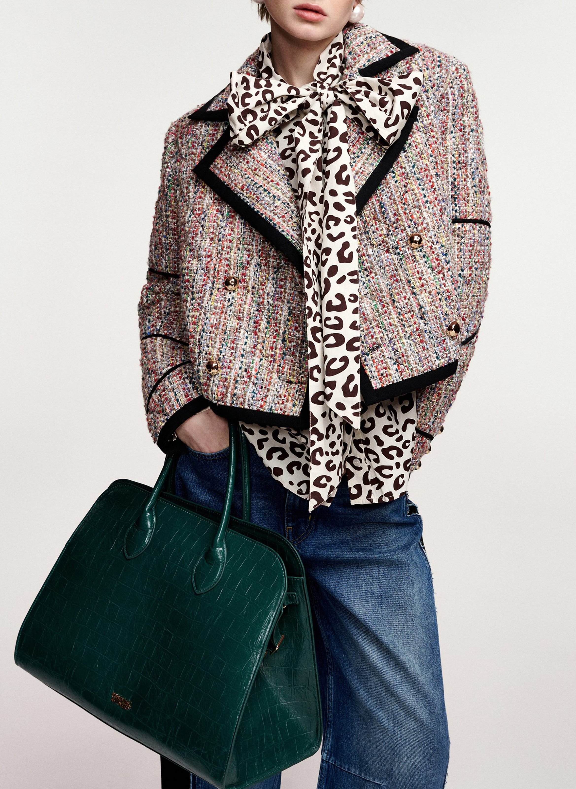 Straight blazer with tailored collar in tweed effect. ESSENTIEL ANTWERP Multicolored