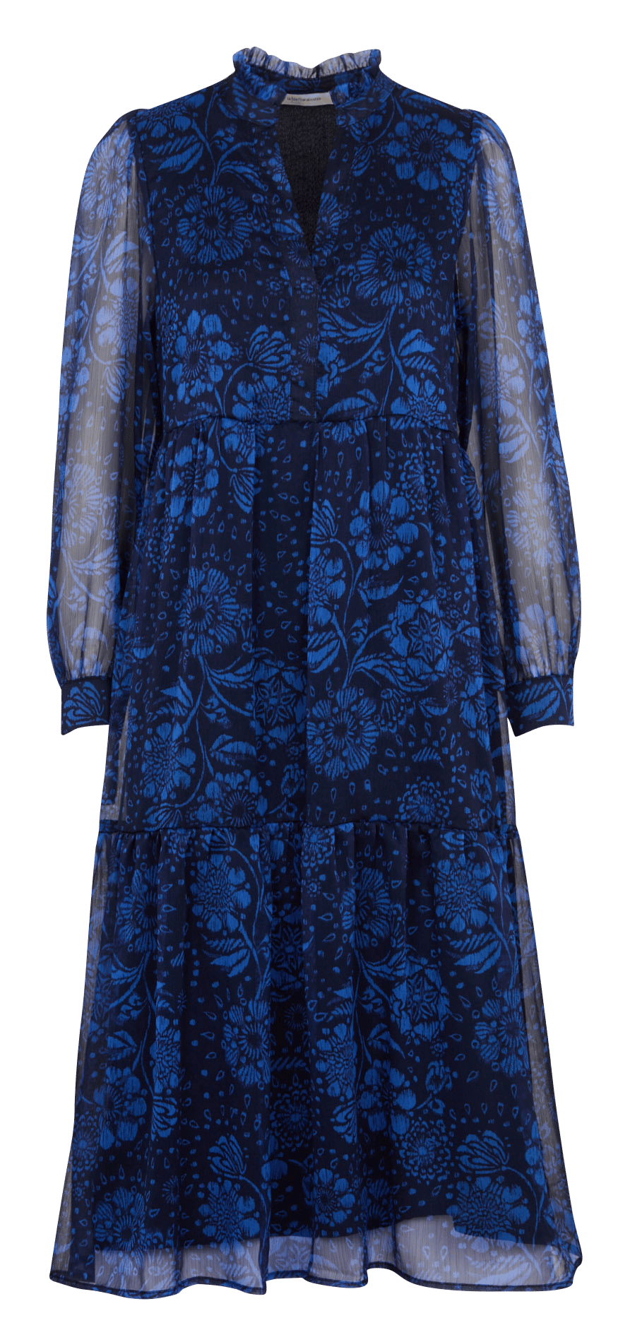 Flowy long dress in printed chiffon LA FEE MARABOUTEE Blue