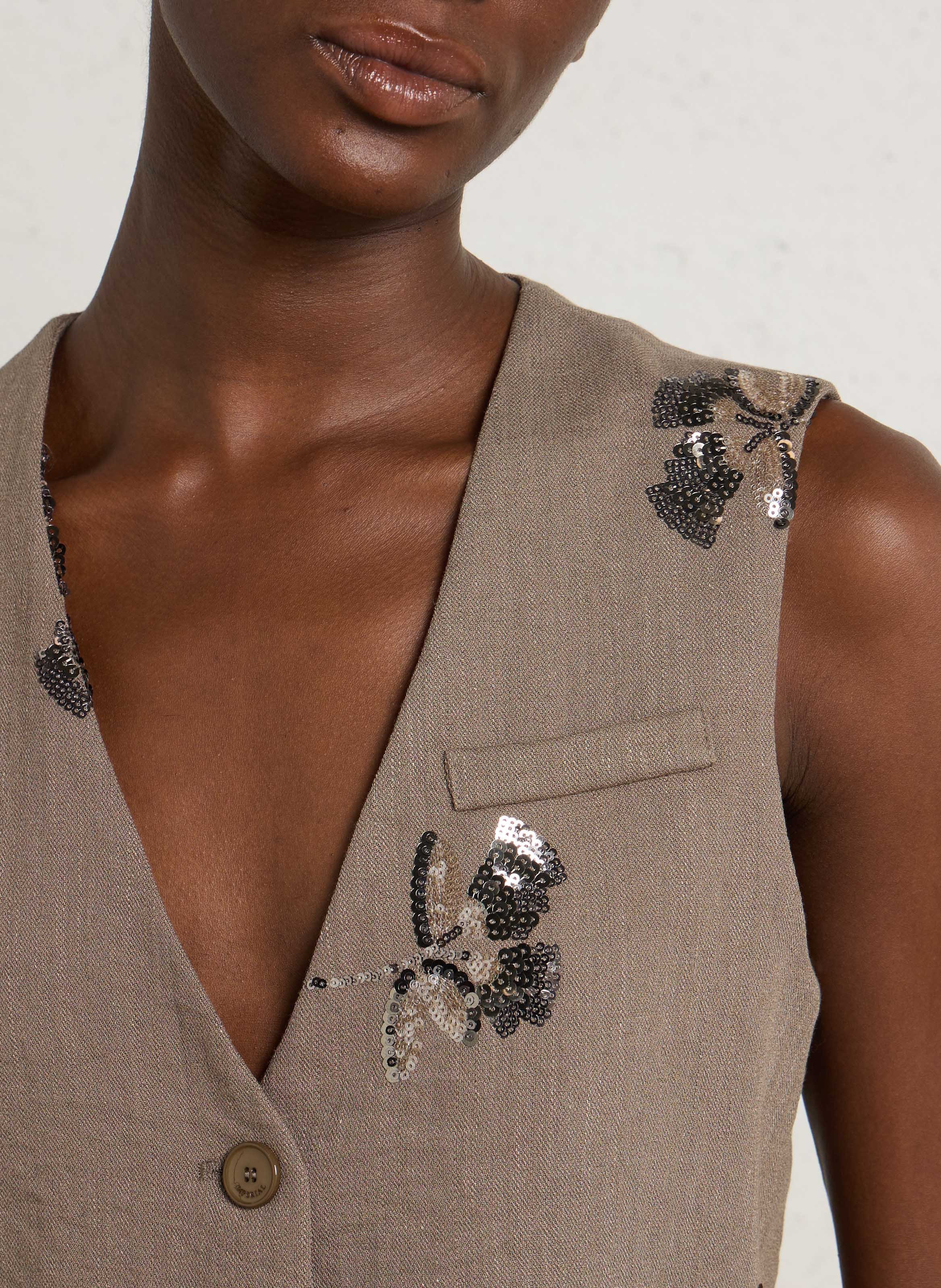 Gilet court droit à sequins IMPERIAL Vert
