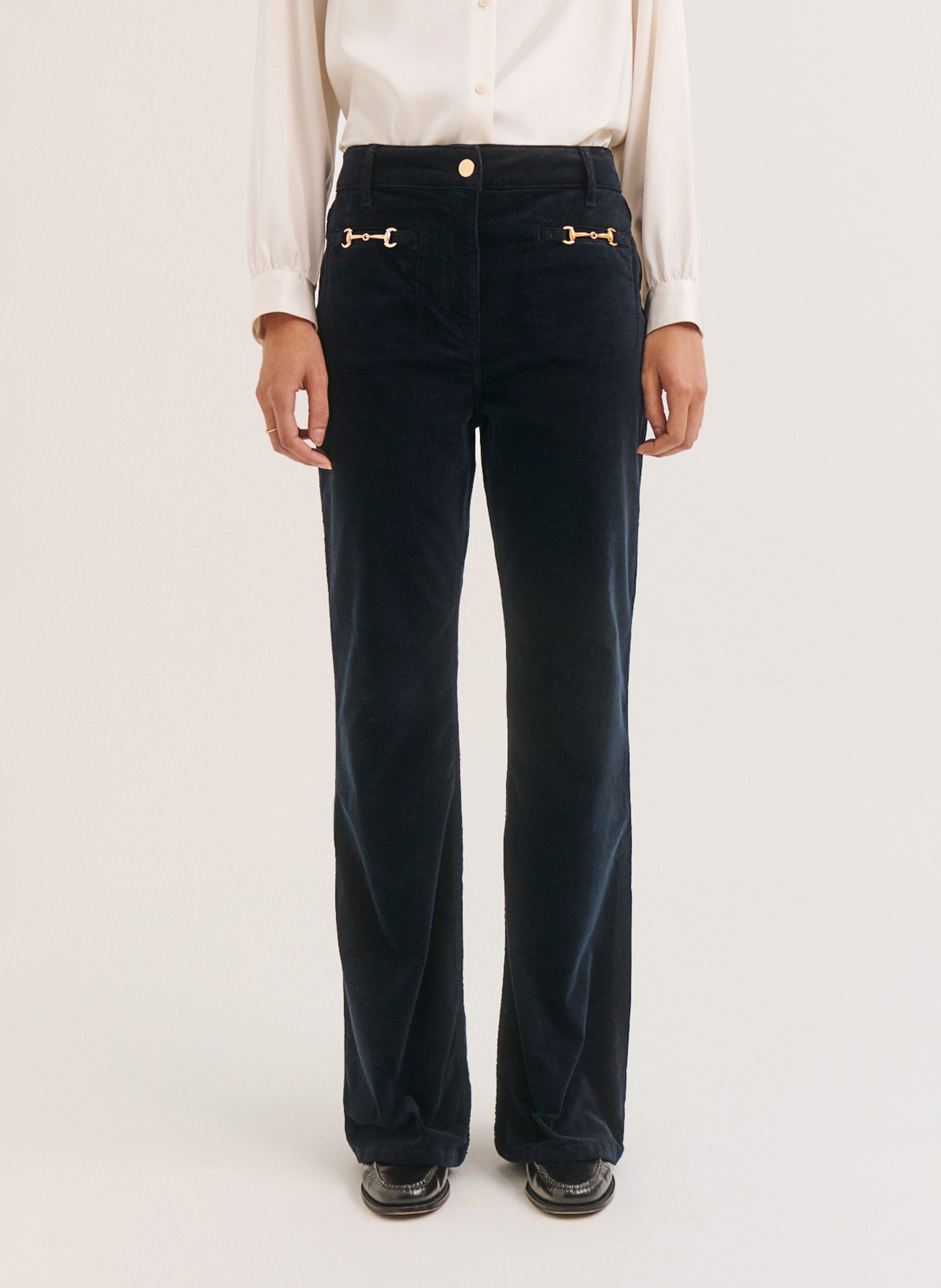 Pantalon bootcut en coton mélangé PABLO Bleu