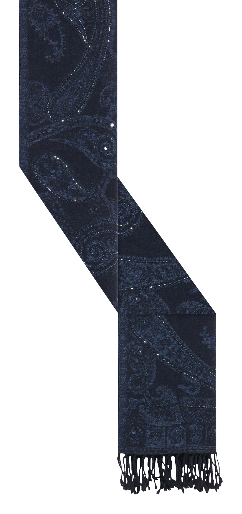 Embroidered wool scarf with fringes GERARD DAREL Blue
