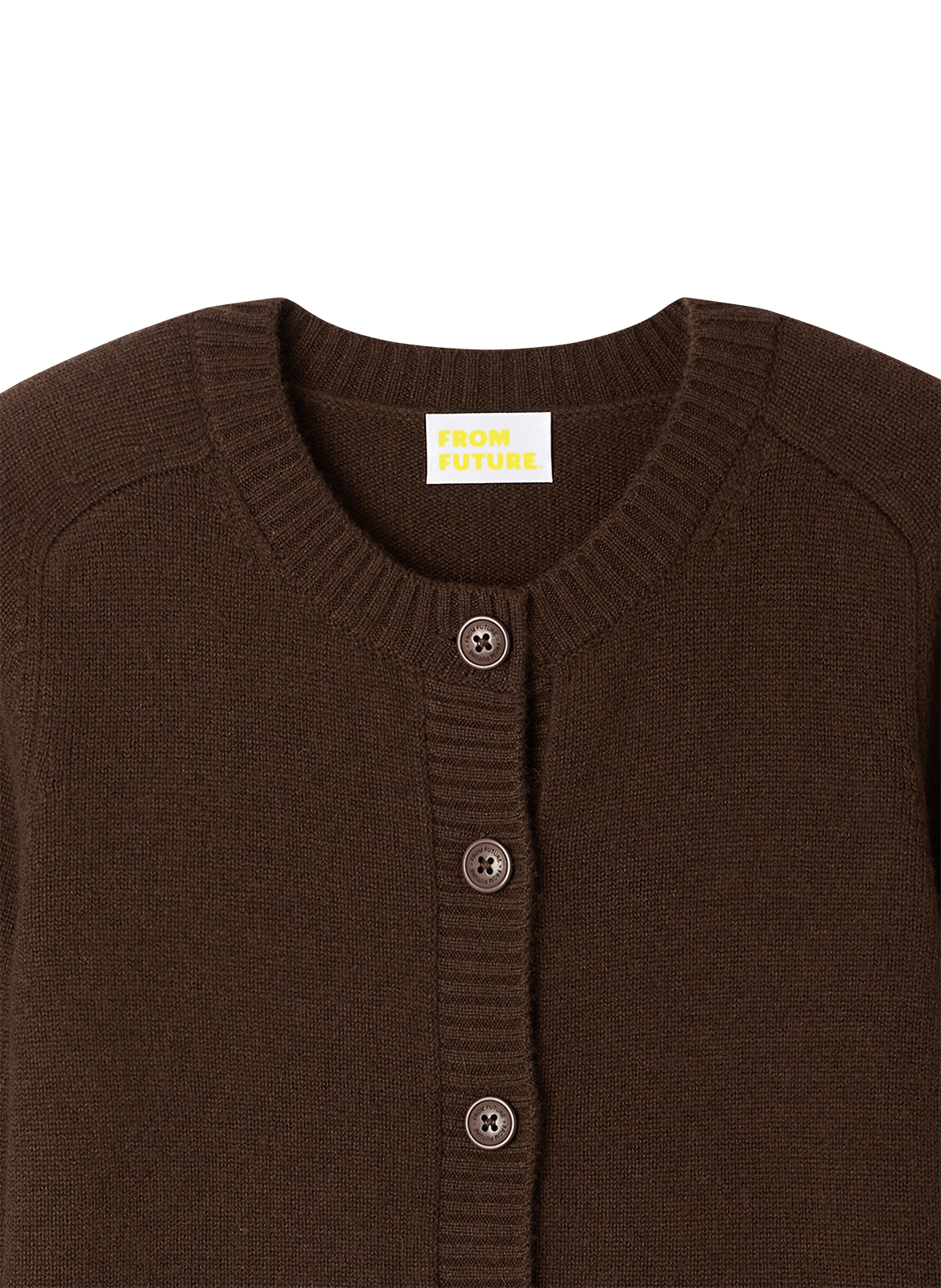Gilet col rond droit uni en cachemire FROM FUTURE Marron