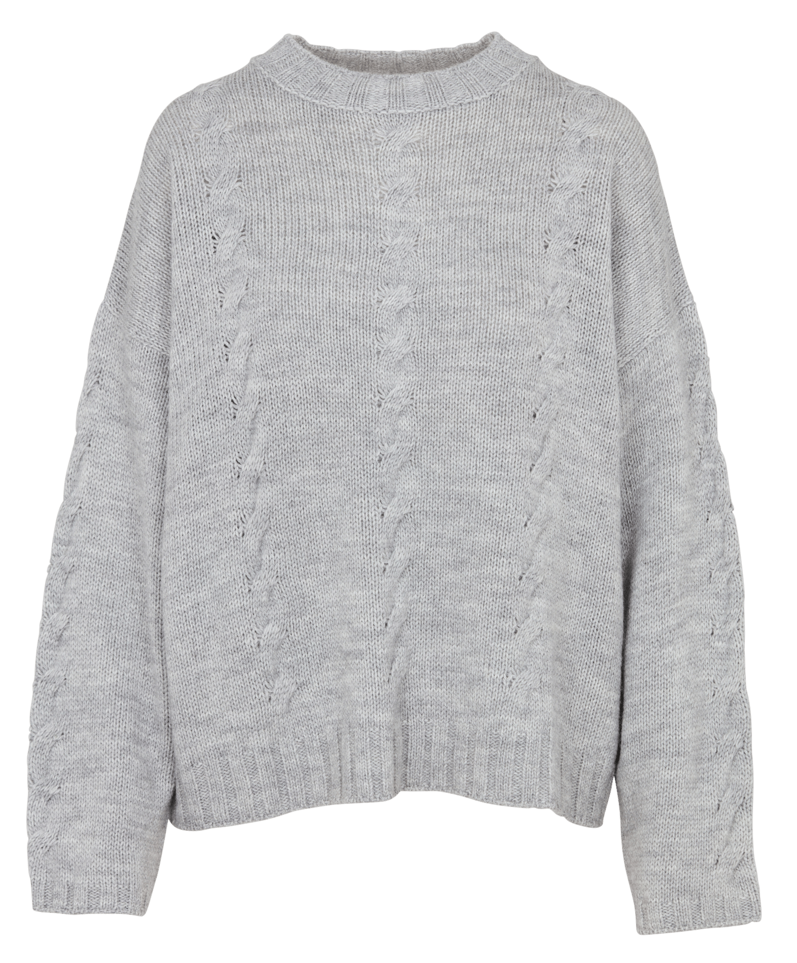 Pull col rond ample en laine  Gris