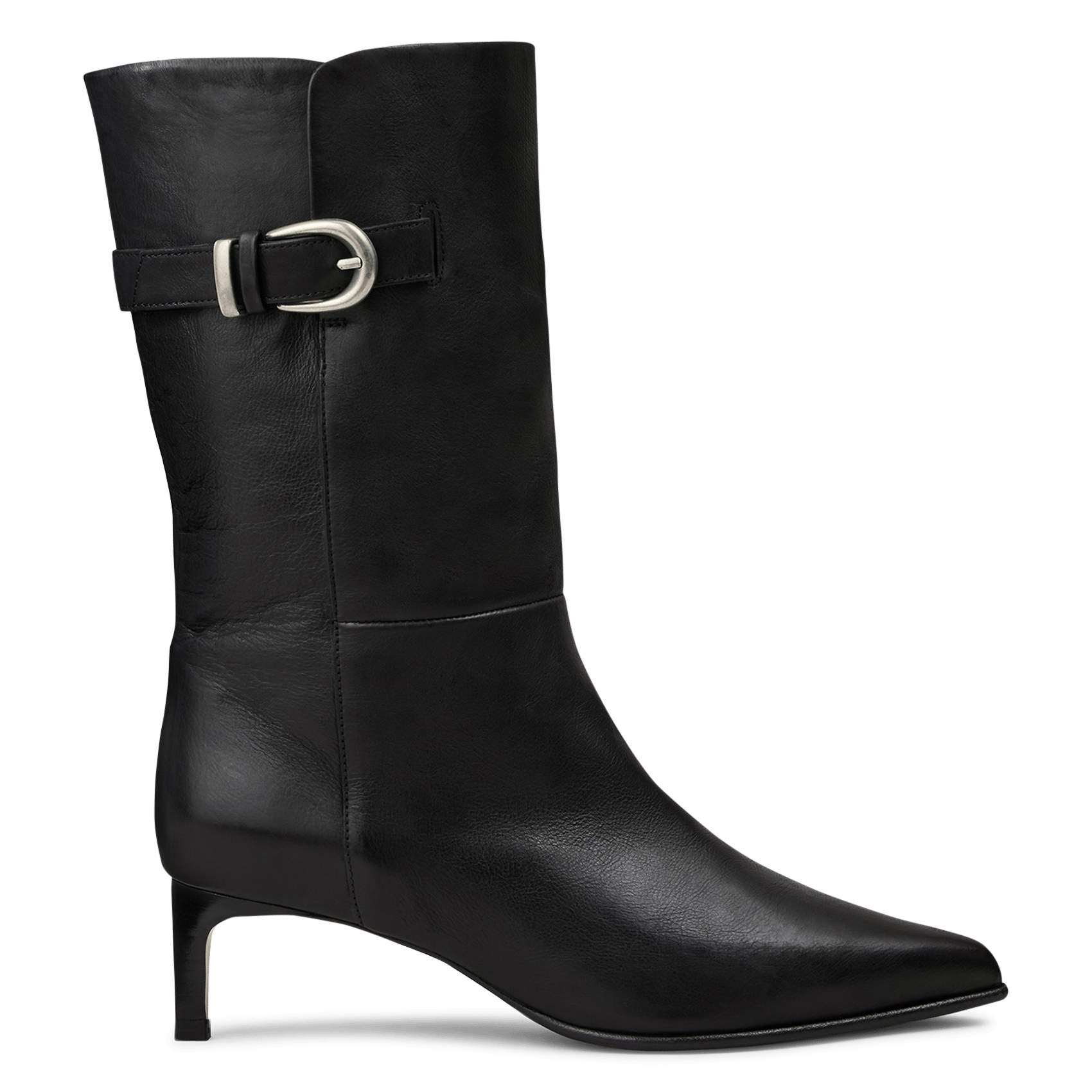 Einfarbige Stiefeletten aus Leder mit mittelhohem Schaft BA&SH Schwarz