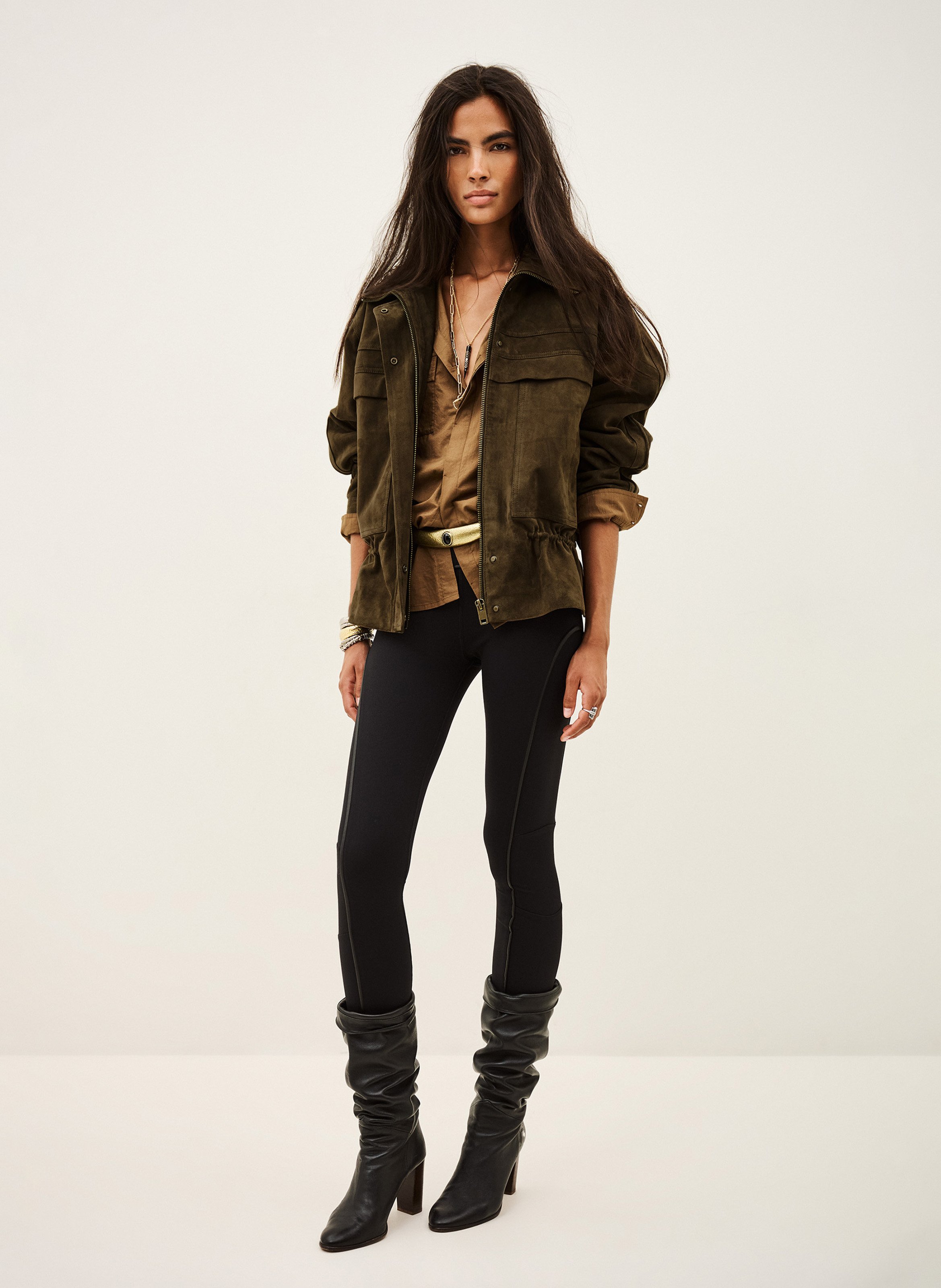 Lederjacke mit Truckerkragen BA&SH Braun